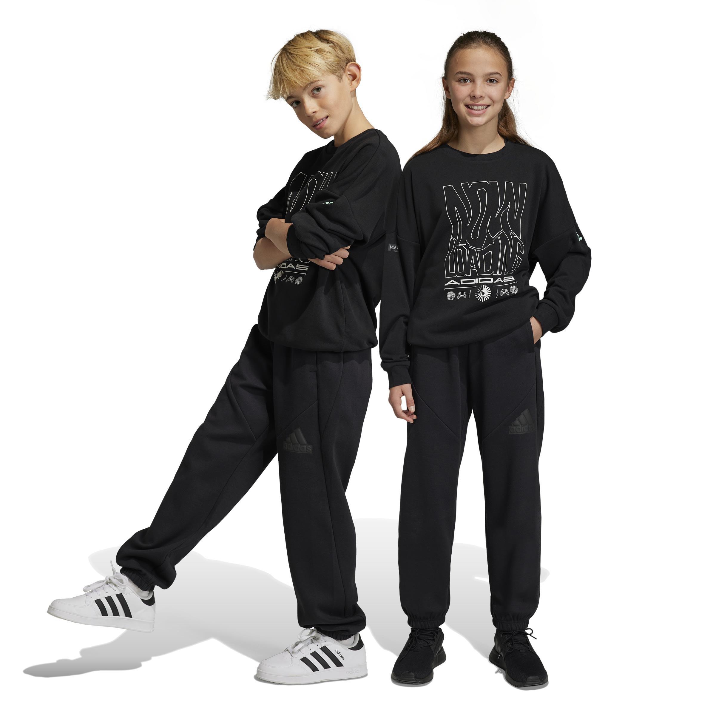 Unisex Kids Future Icons Logo Tracksuit Bottoms, Black, A901_ONE, large image number 7