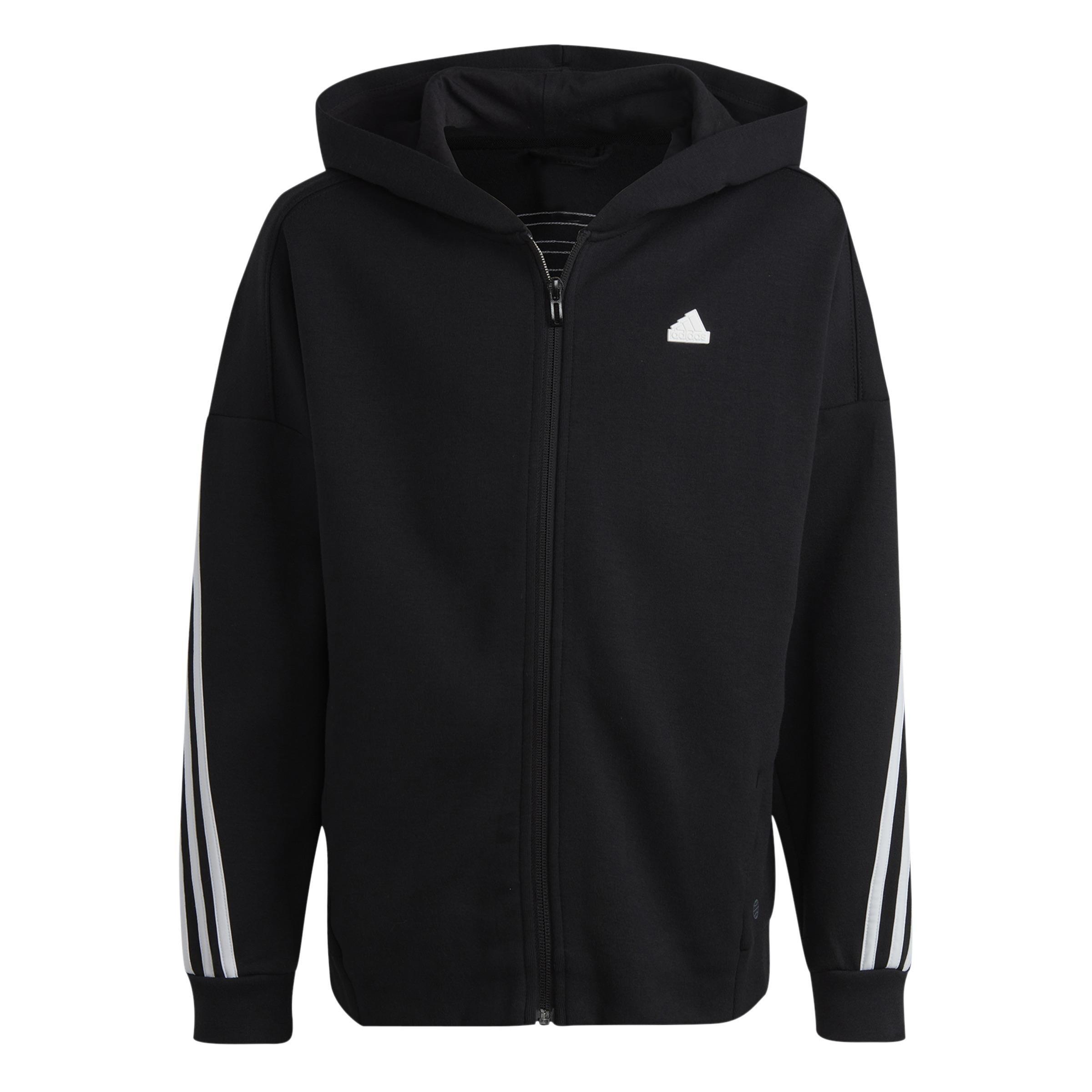 Unisex Kids Future Icons 3-Stripes Full-Zip Hooded Track Top, Black, , large image number 0