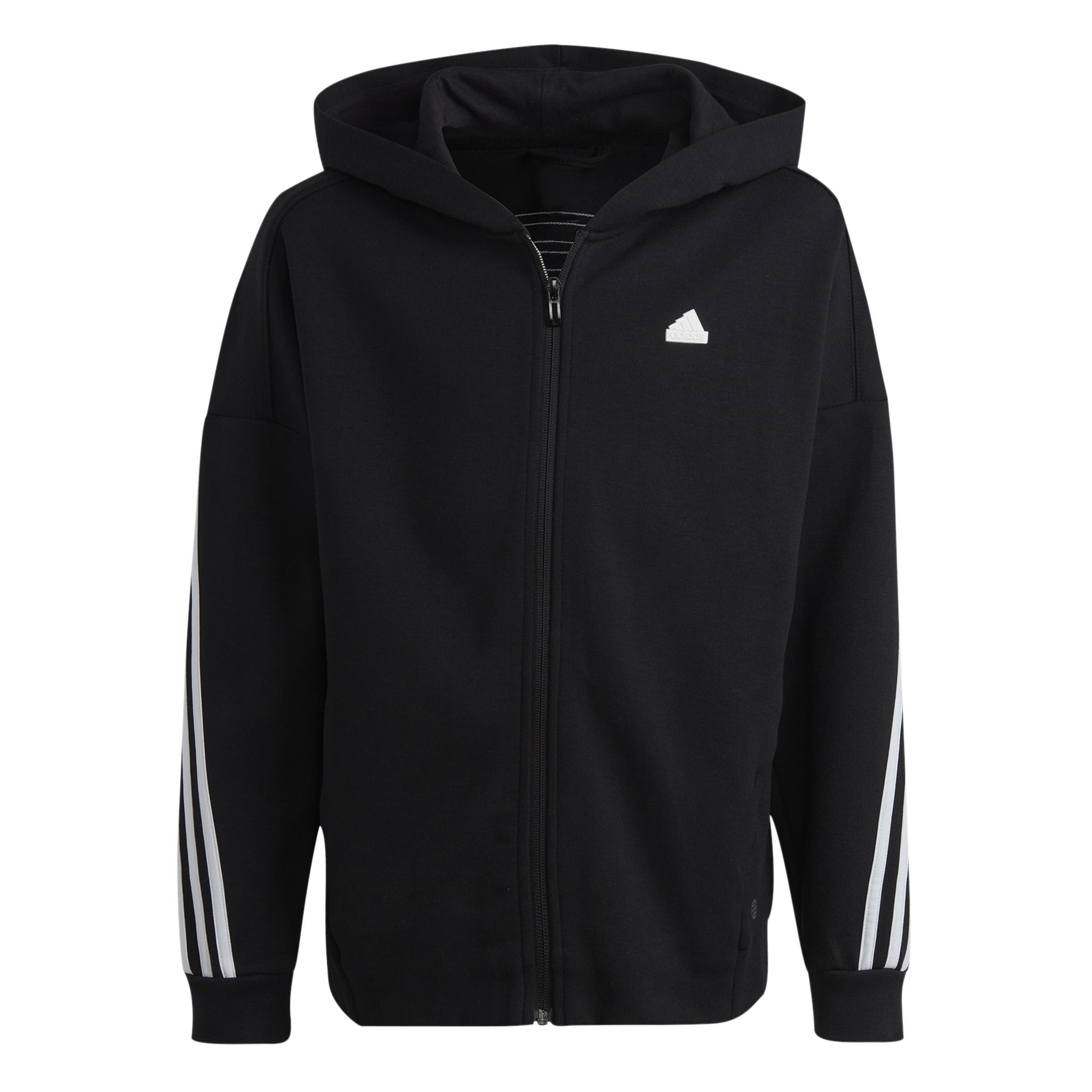 Unisex Kids Future Icons 3-Stripes Full-Zip Hooded Track Top, Black, , large image number 1