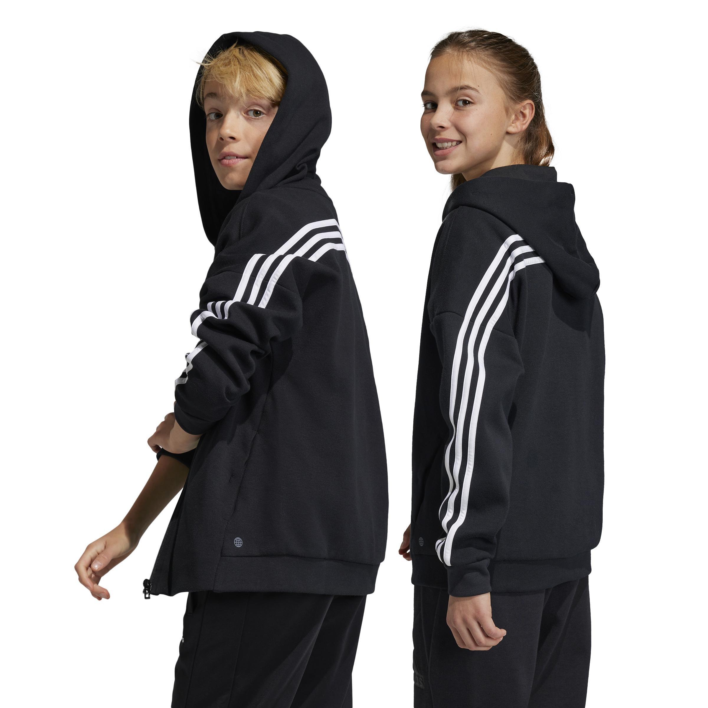 Unisex Kids Future Icons 3-Stripes Full-Zip Hooded Track Top, Black, , large image number 3