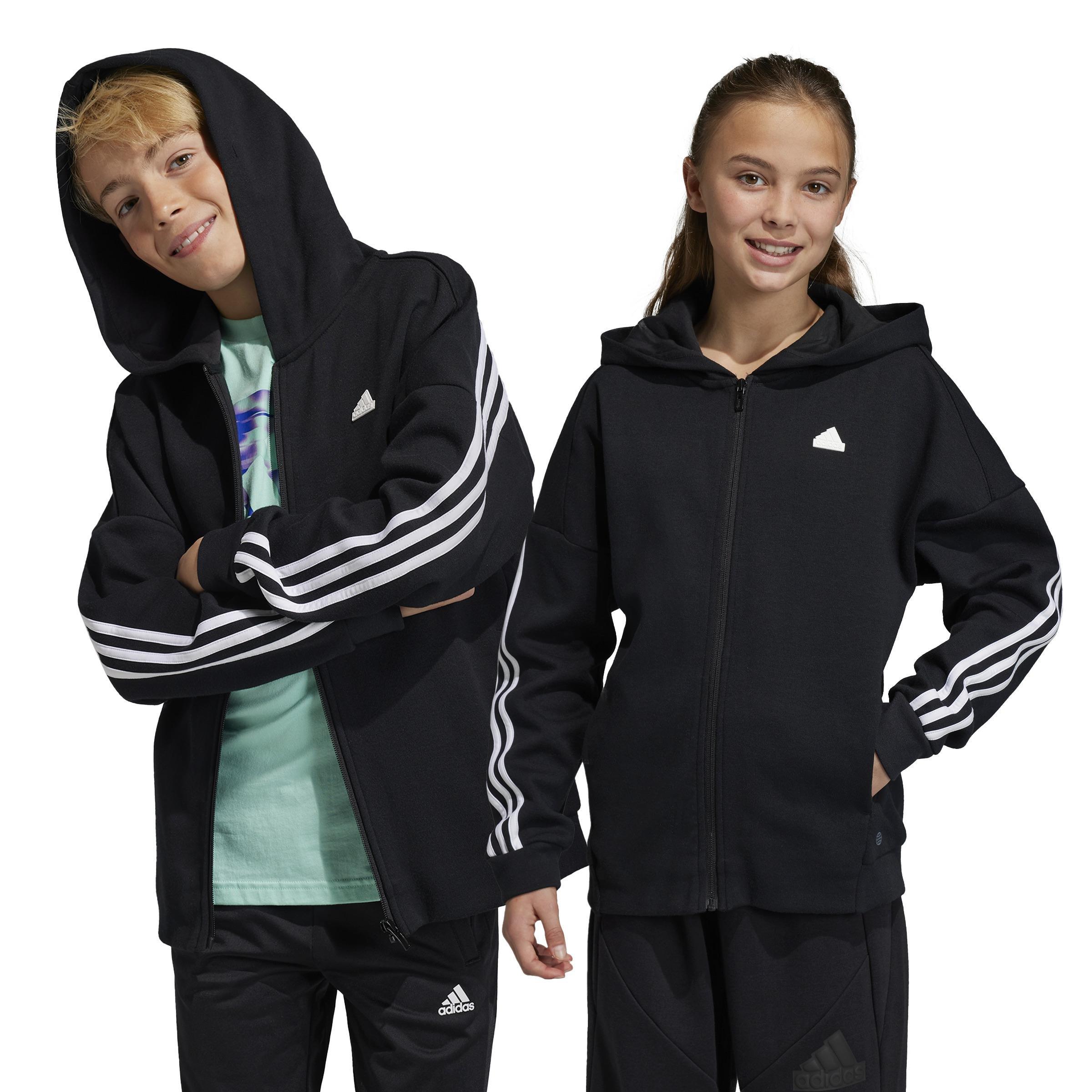 Unisex Kids Future Icons 3-Stripes Full-Zip Hooded Track Top, Black, , large image number 14