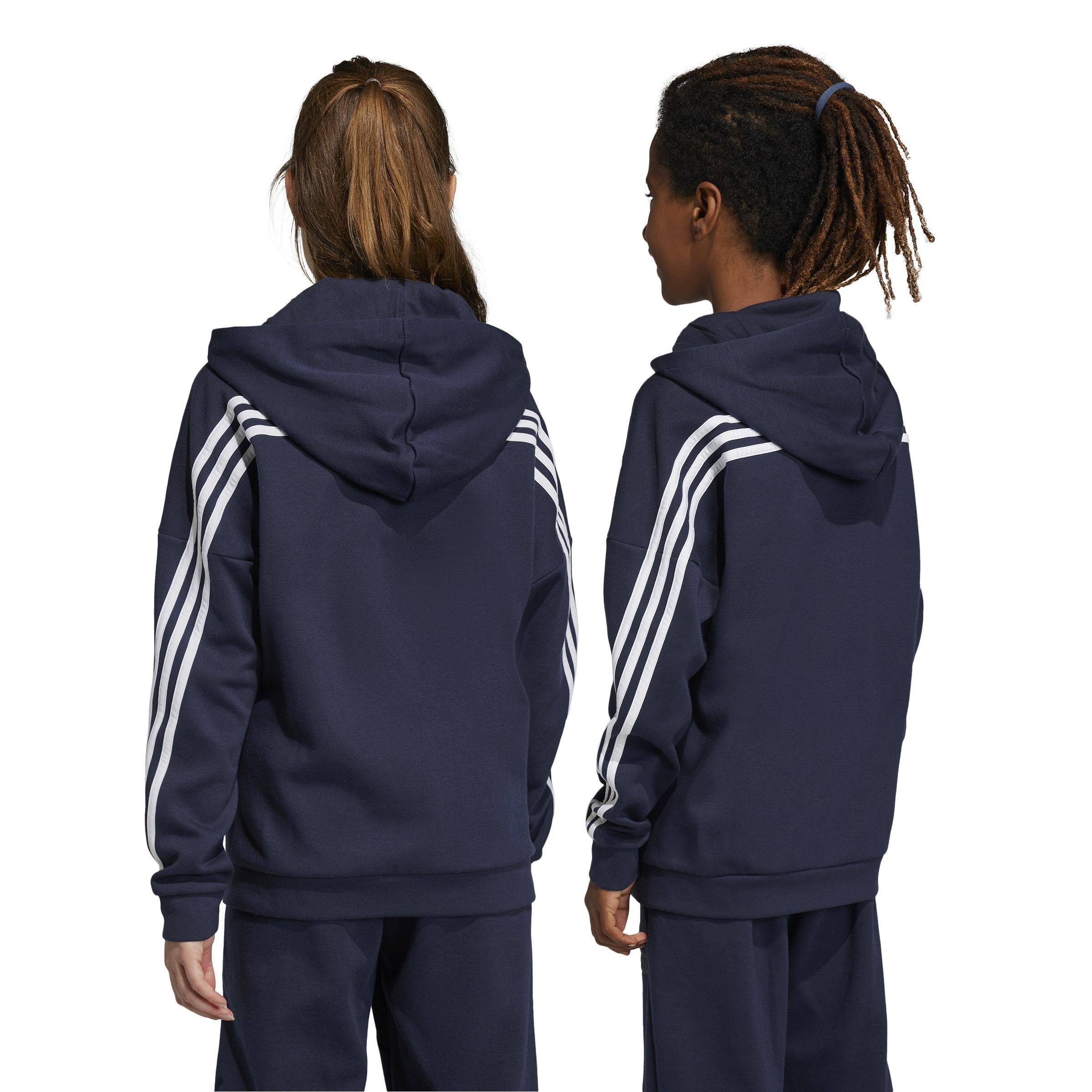 Unisex Kids Future Icons 3-Stripes Full-Zip Hooded Track Top, Blue, A901_ONE, large image number 3
