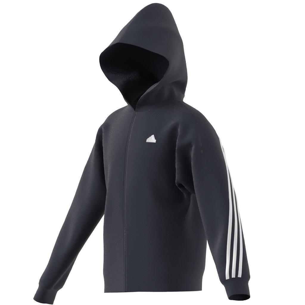 Unisex Kids Future Icons 3-Stripes Full-Zip Hooded Track Top, Blue, A901_ONE, large image number 7