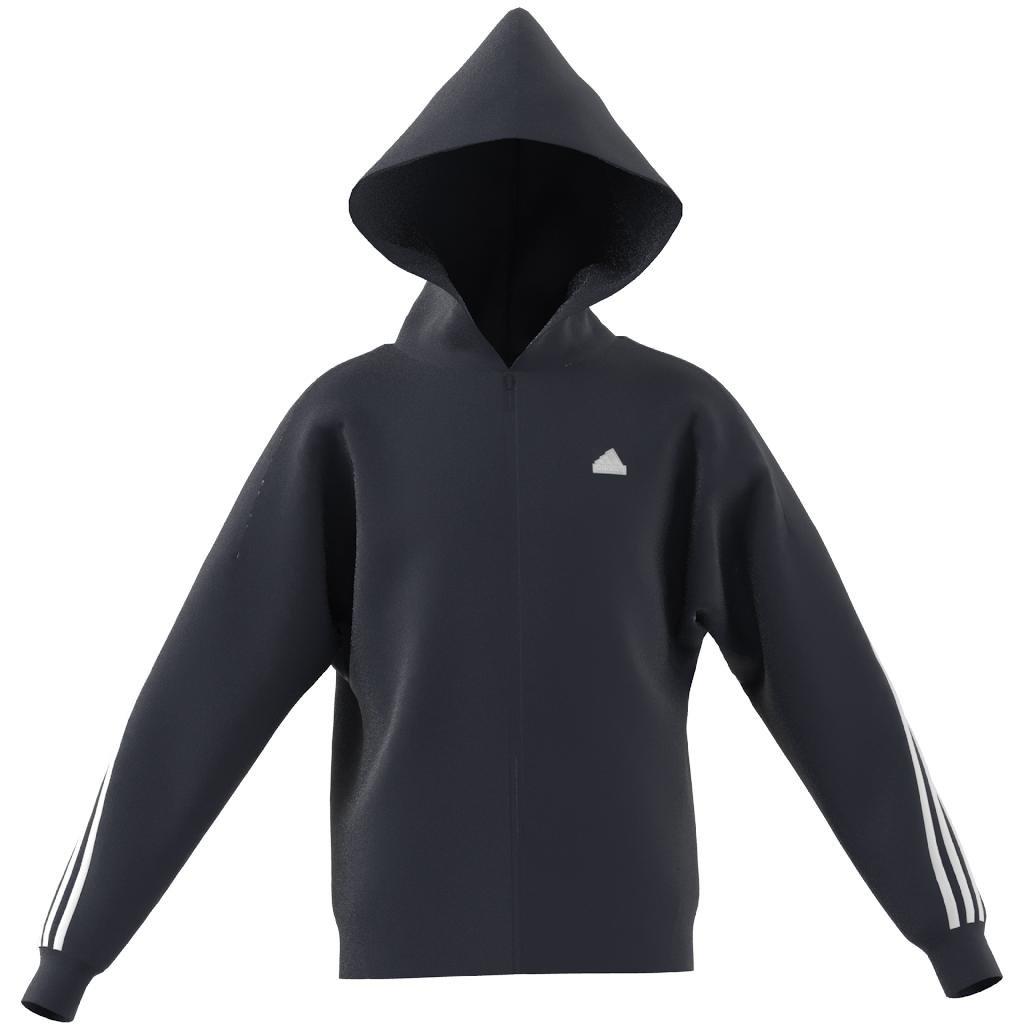 Unisex Kids Future Icons 3-Stripes Full-Zip Hooded Track Top, Blue, A901_ONE, large image number 12