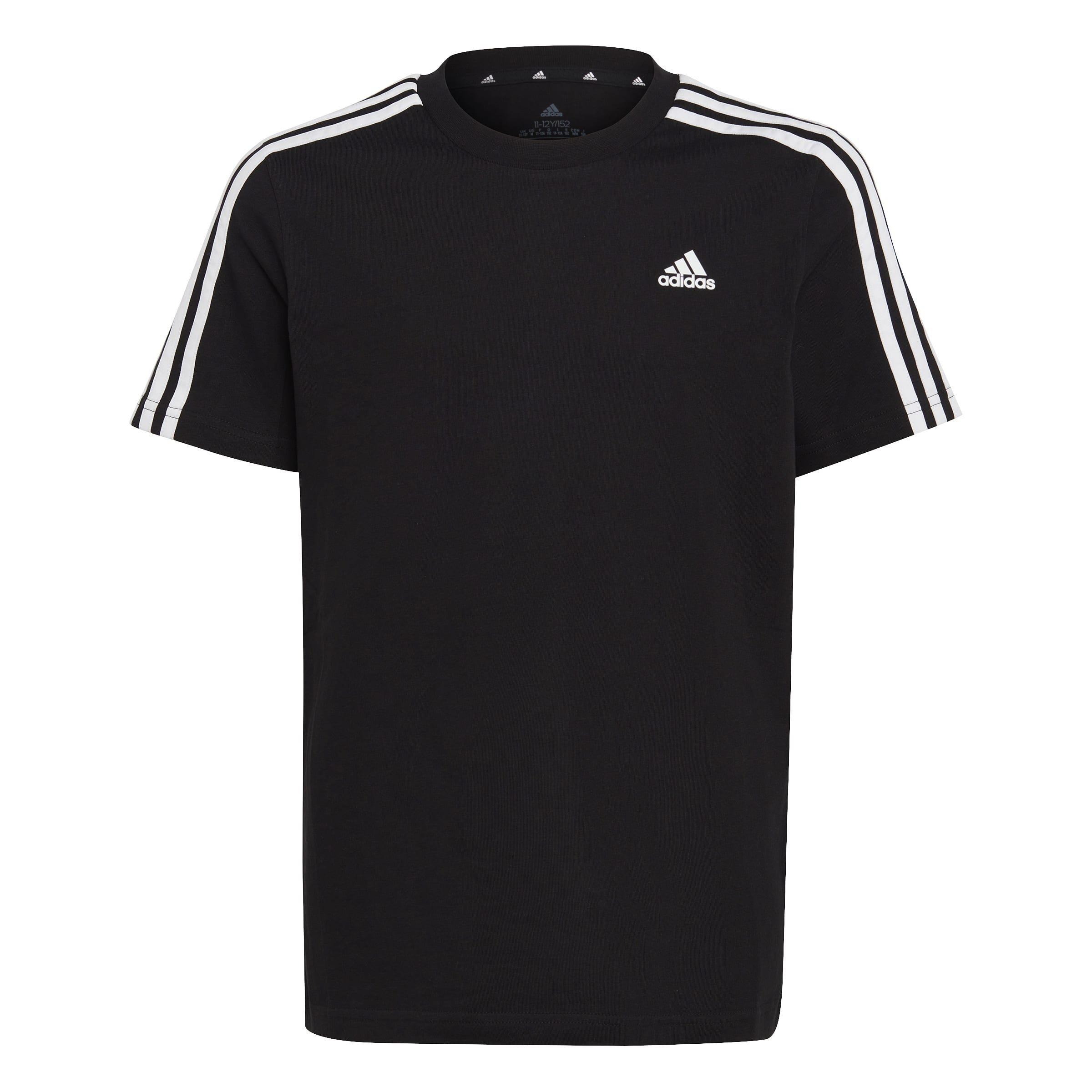 Unisex Kids Essentials 3-Stripes Cotton T-Shirt, Black, A901_ONE, large image number 0