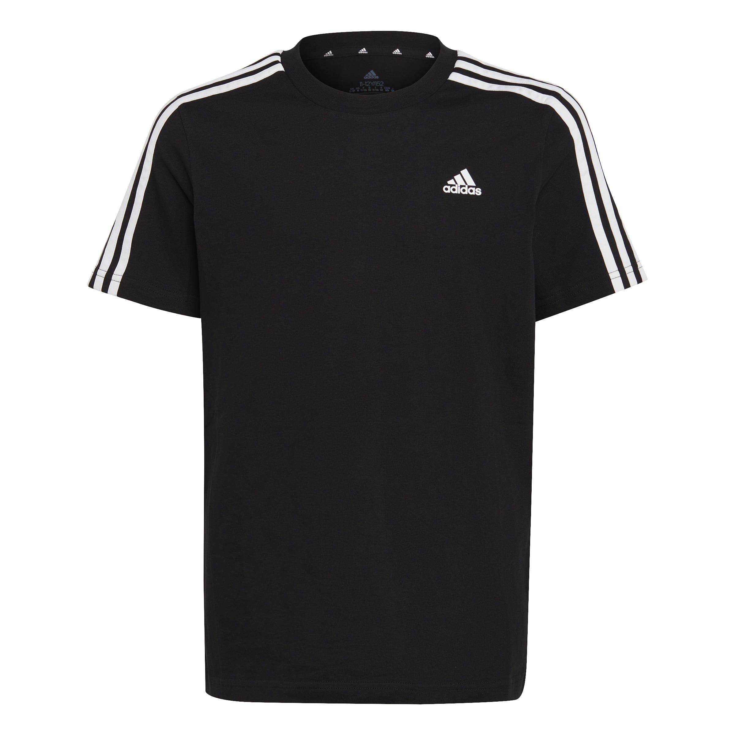 Unisex Kids Essentials 3-Stripes Cotton T-Shirt, Black, A901_ONE, large image number 1