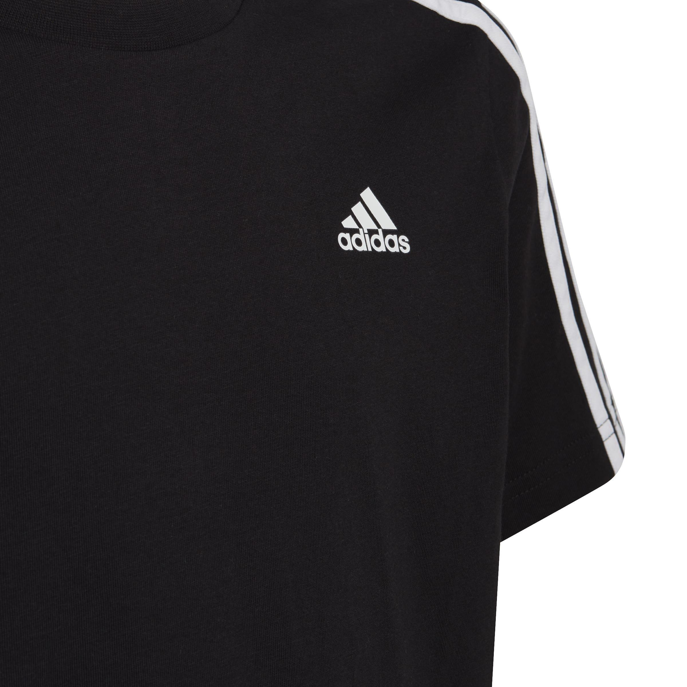 Unisex Kids Essentials 3-Stripes Cotton T-Shirt, Black, A901_ONE, large image number 6