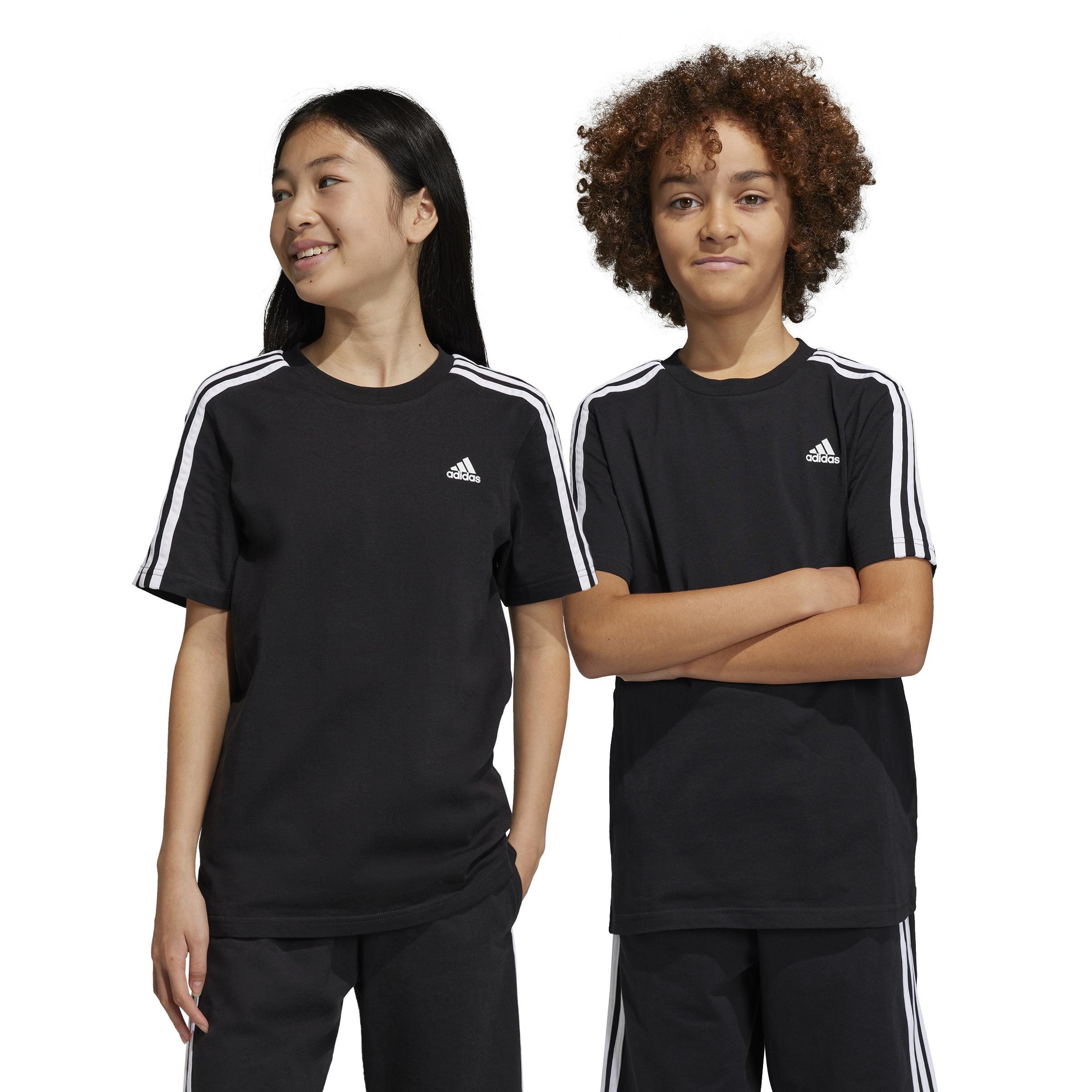 Unisex Kids Essentials 3-Stripes Cotton T-Shirt, Black, A901_ONE, large image number 7