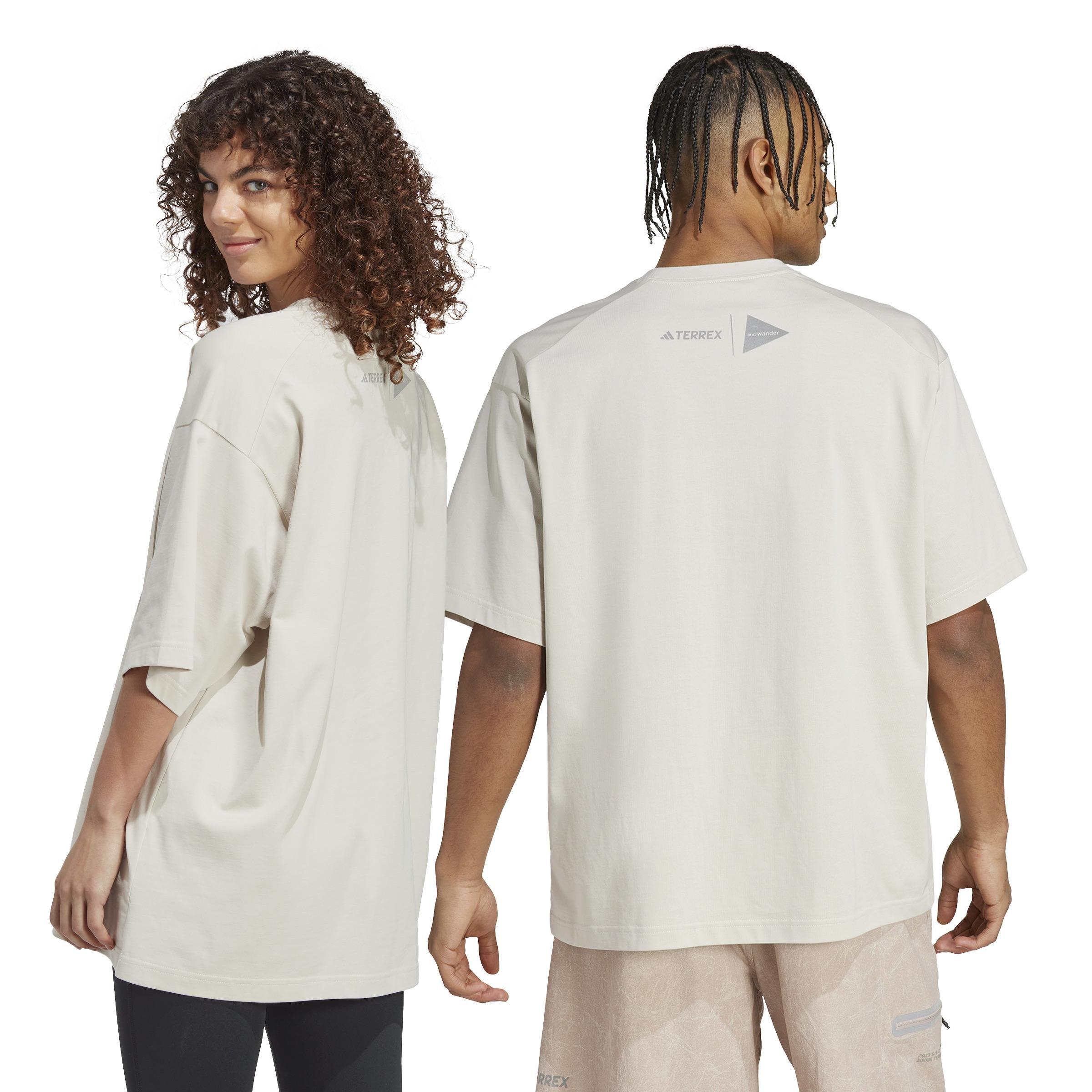 Unisex Terrex + And Wander Graphic T-Shirt (Gender Neutral), Beige, A901_ONE, large image number 3