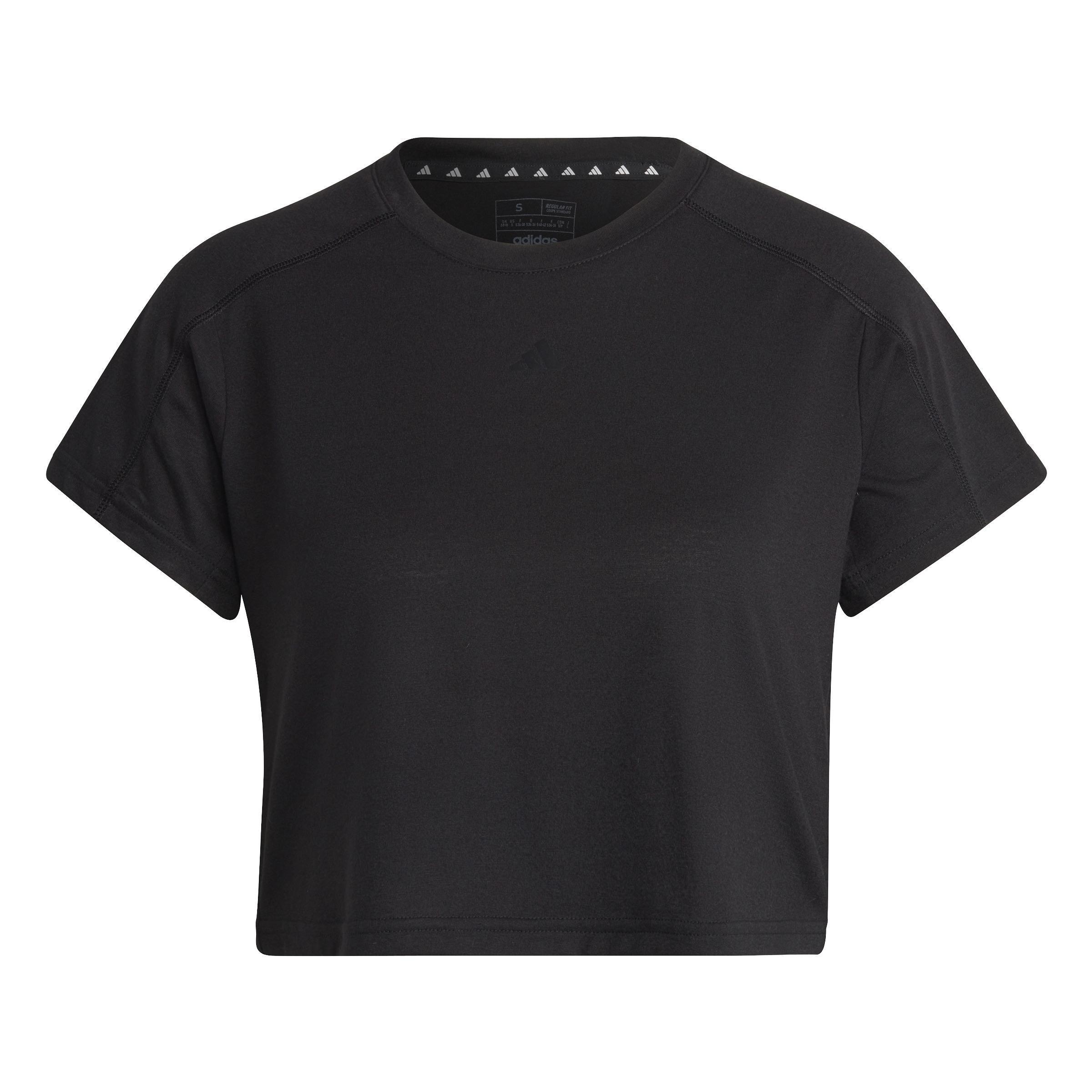 Aeroready Train Essentials 3 Bar Logo Crop T-Shirt, Black, A901_ONE, large image number 0