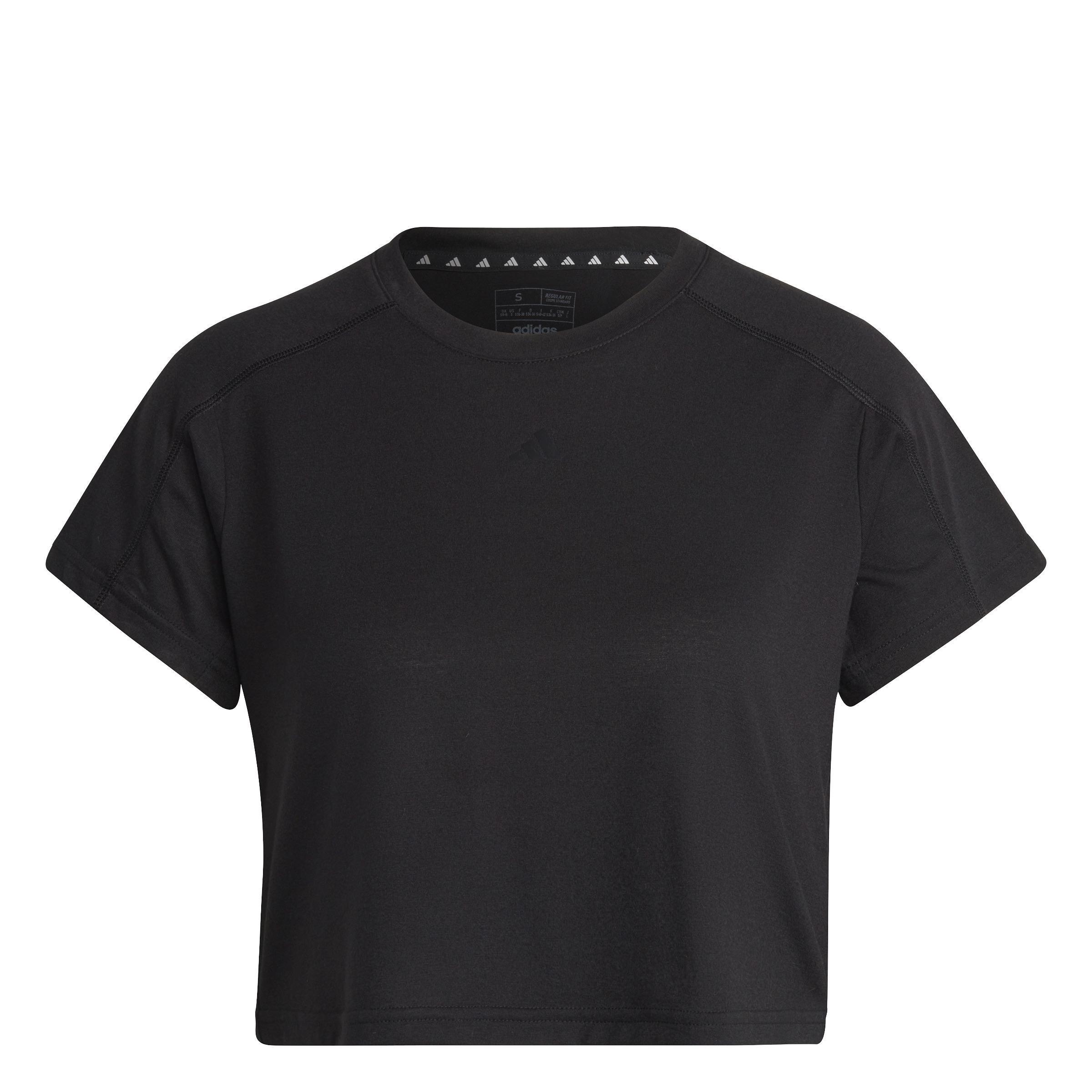 Aeroready Train Essentials 3 Bar Logo Crop T-Shirt, Black, A901_ONE, large image number 1