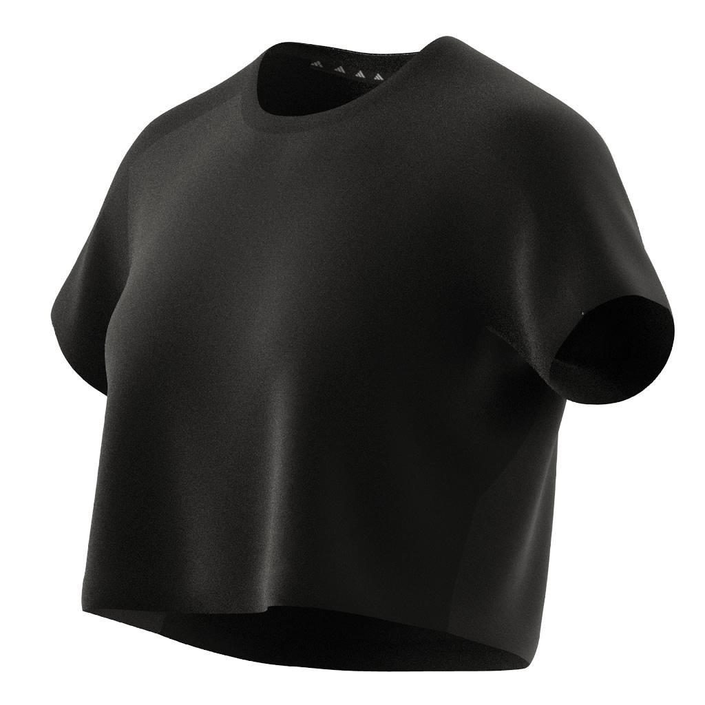 Aeroready Train Essentials 3 Bar Logo Crop T-Shirt, Black, A901_ONE, large image number 3