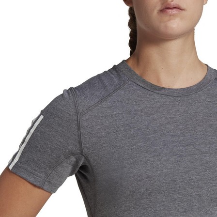 Women Train Essentials Train Cotton 3-Stripes Crop T-Shirt, Grey, A901_ONE, large image number 4