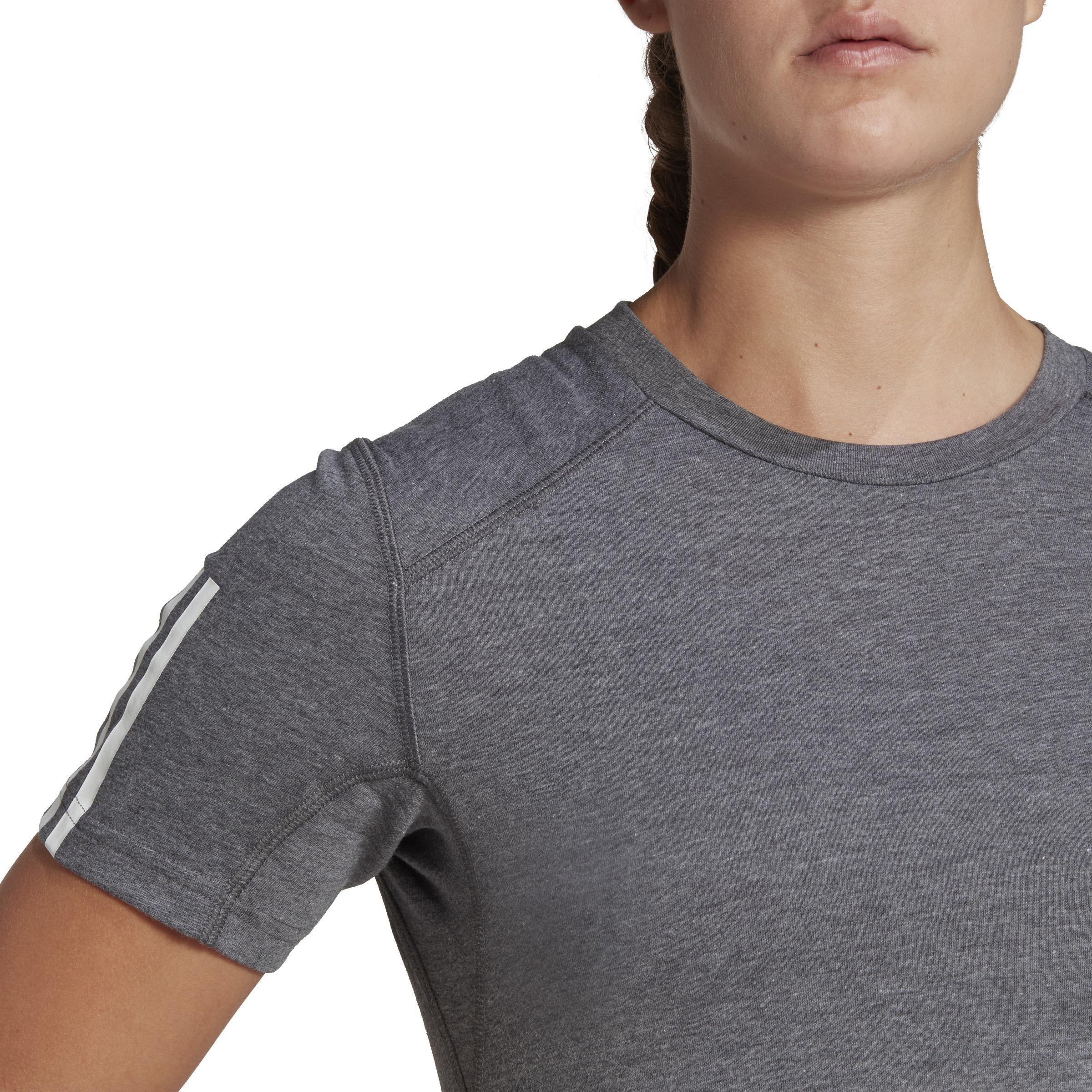 Train Essentials Train Cotton 3-Stripes Crop T-Shirt, Grey, A901_ONE, large image number 4