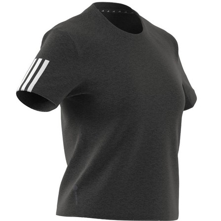 Women Train Essentials Train Cotton 3-Stripes Crop T-Shirt, Grey, A901_ONE, large image number 10