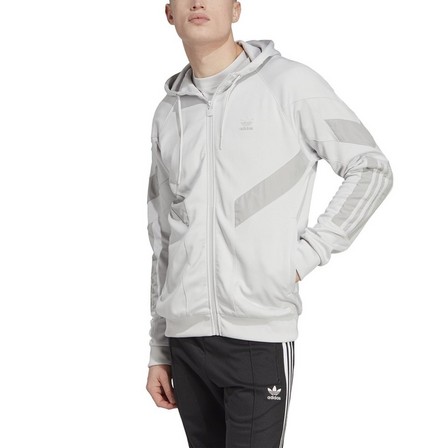 Men Adidas Rekive Hooded Track Top, Grey, A901_ONE, large image number 0