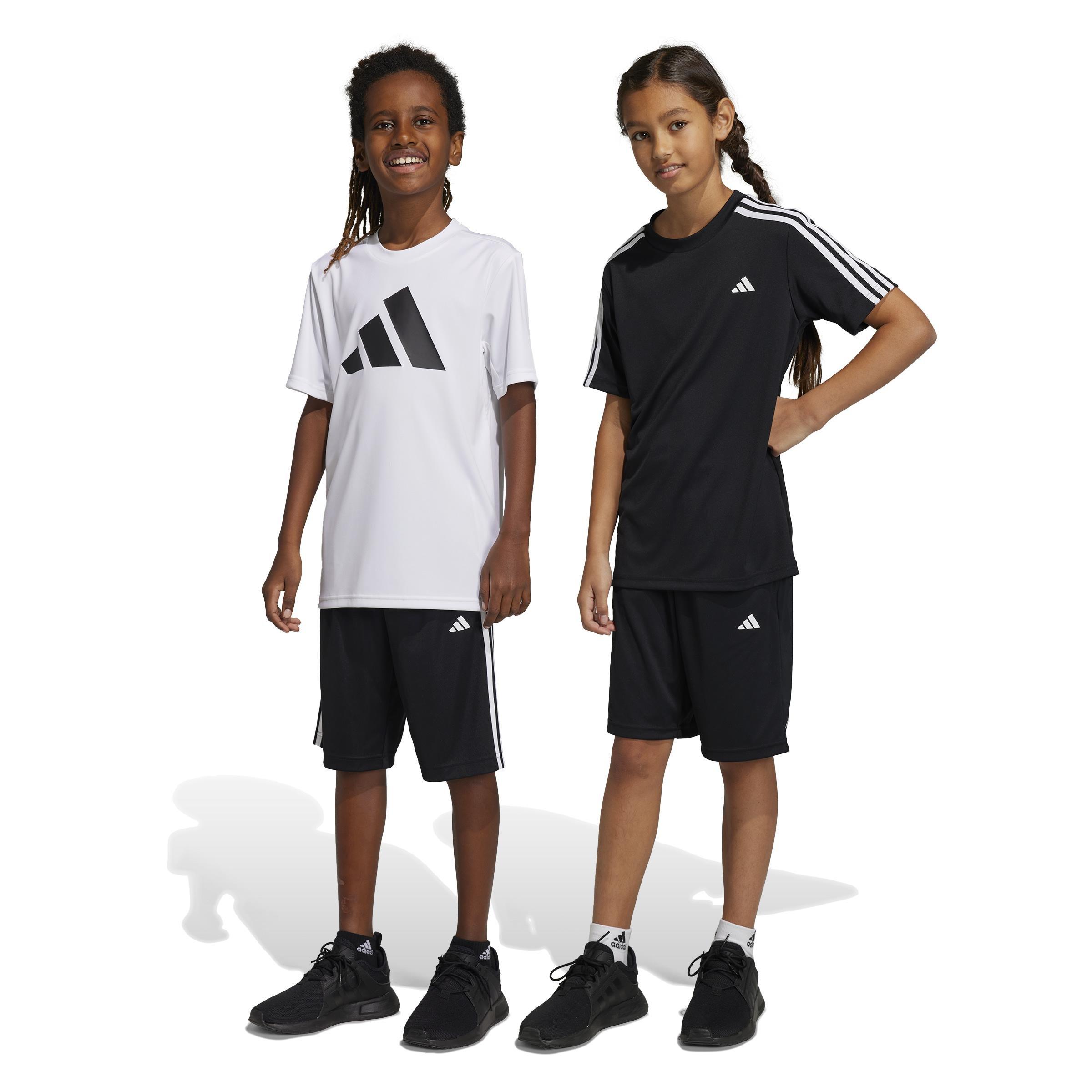 Unisex Kids Train Essentials Aeroready 3-Stripes Regular-Fit Shorts, Black, , large image number 12