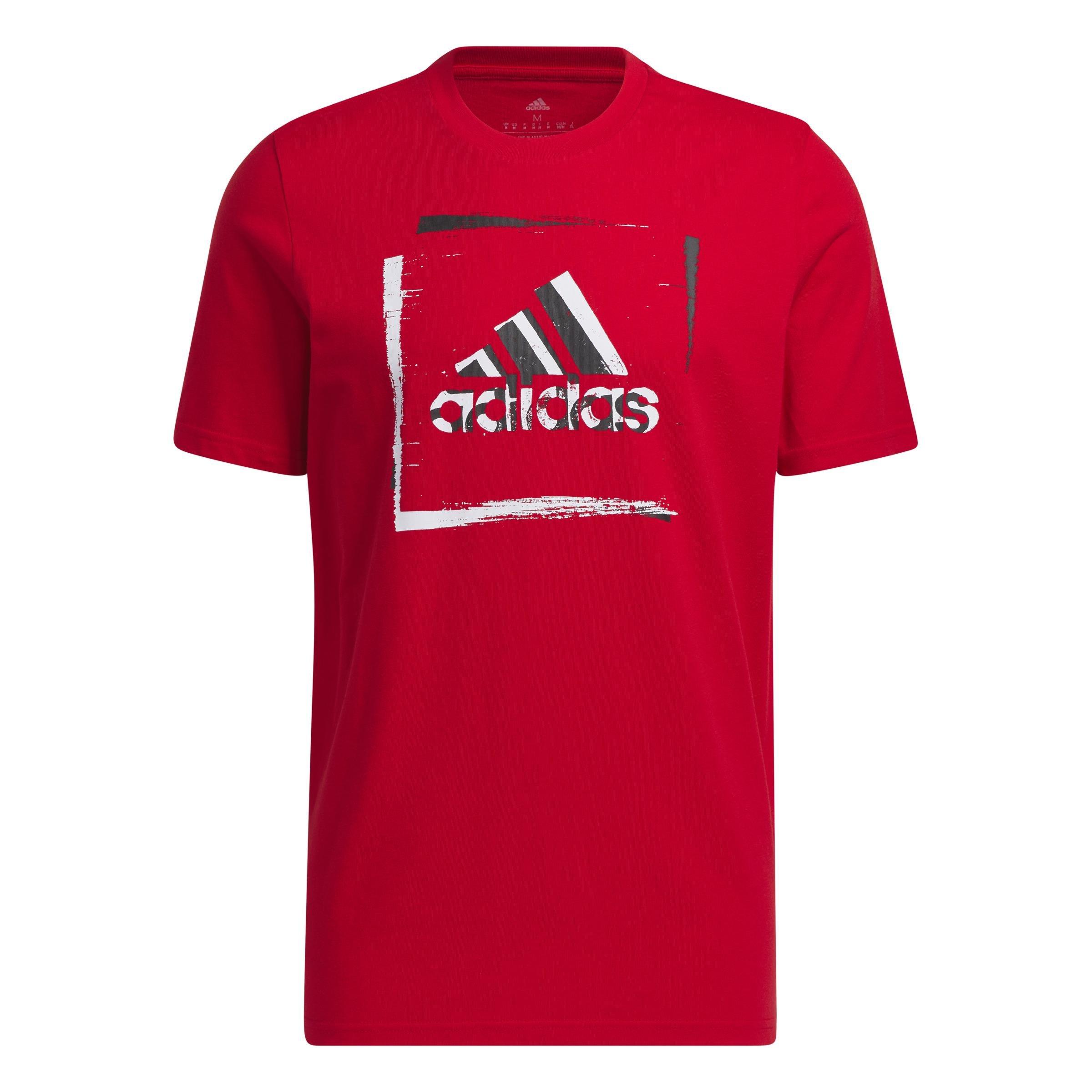 Two-Tone Stencil Short Sleeve Graphic T-Shirt, Red, , large image number 0