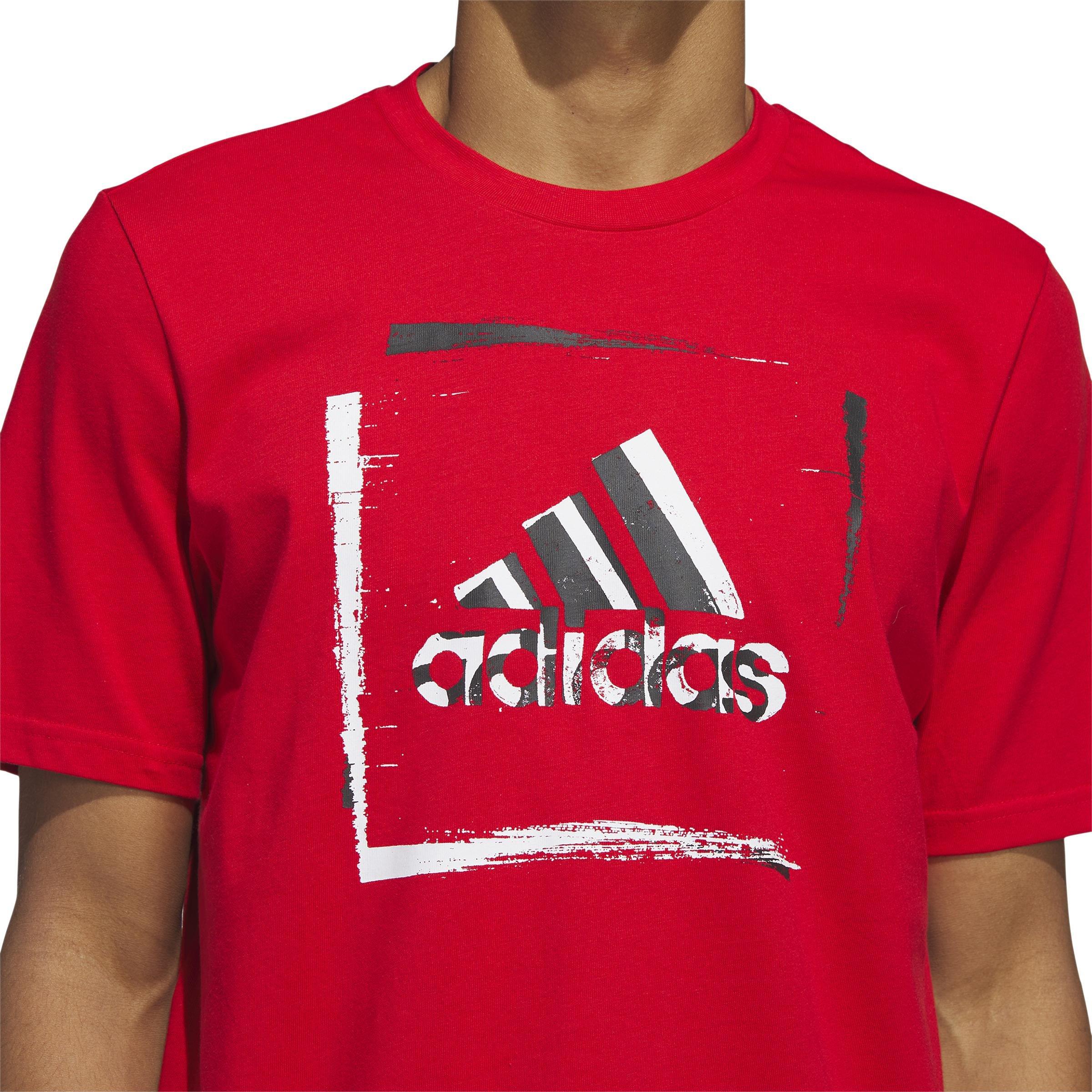 Two-Tone Stencil Short Sleeve Graphic T-Shirt, Red, , large image number 4