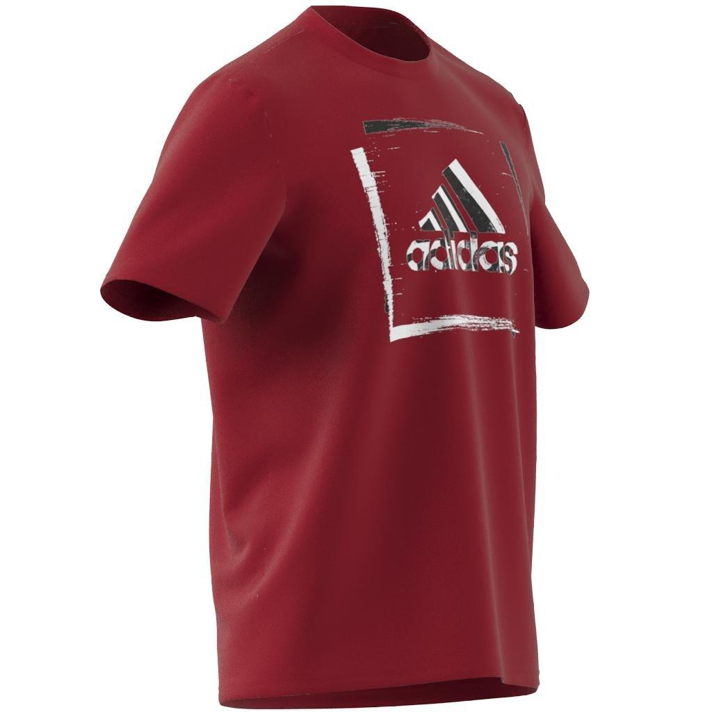 Two-Tone Stencil Short Sleeve Graphic T-Shirt, Red, , large image number 7
