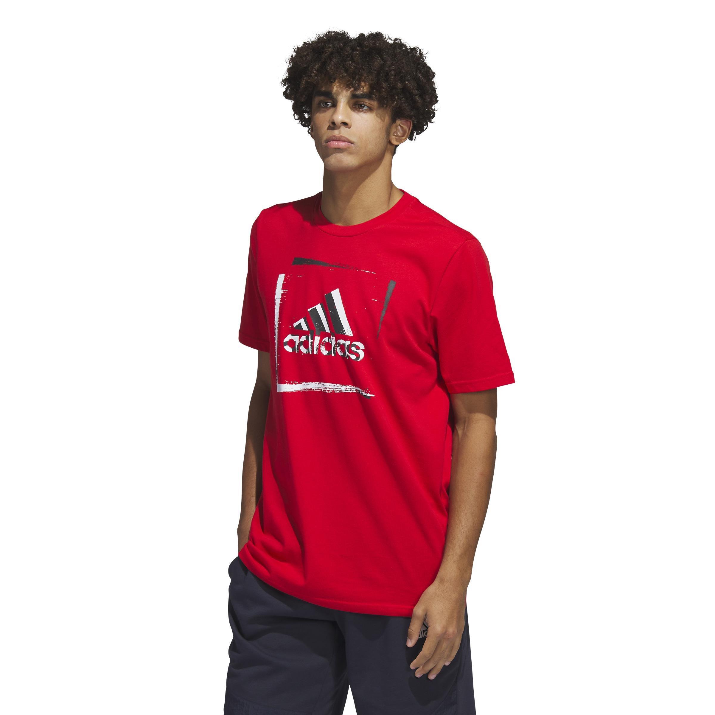 Two-Tone Stencil Short Sleeve Graphic T-Shirt, Red, , large image number 15