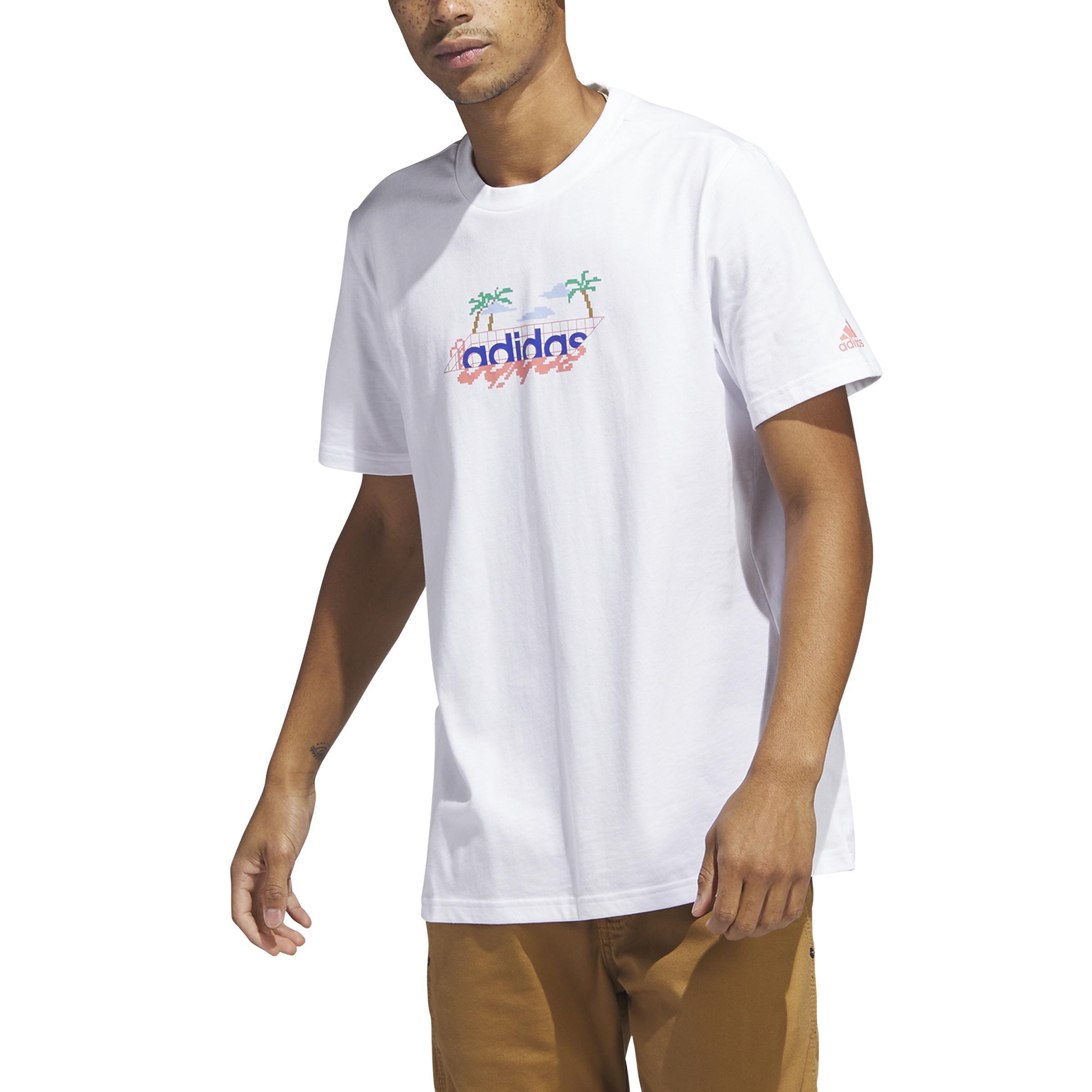 Linear Beach-Bit Short Sleeve Graphic T-Shirt, White, A901_ONE, large image number 0