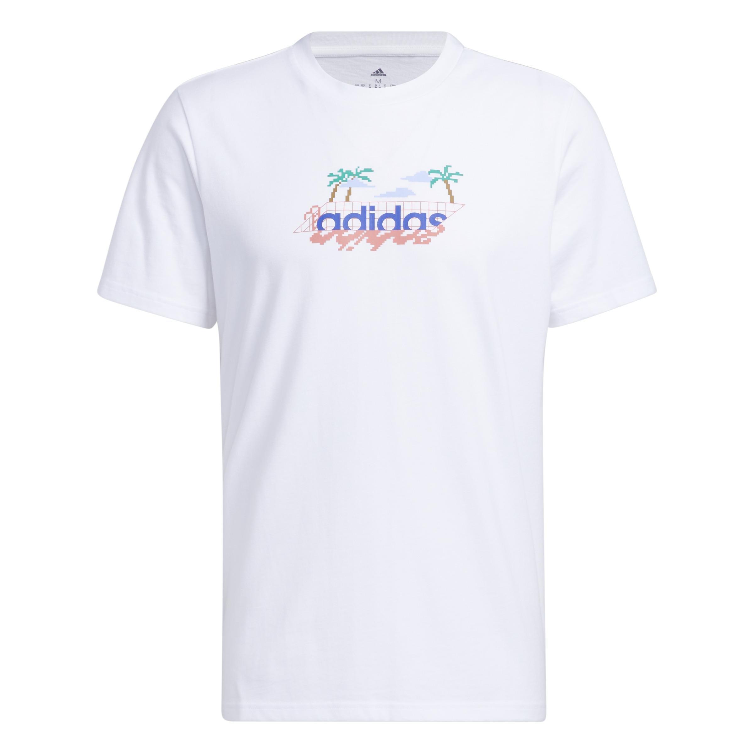 Linear Beach-Bit Short Sleeve Graphic T-Shirt, White, A901_ONE, large image number 2