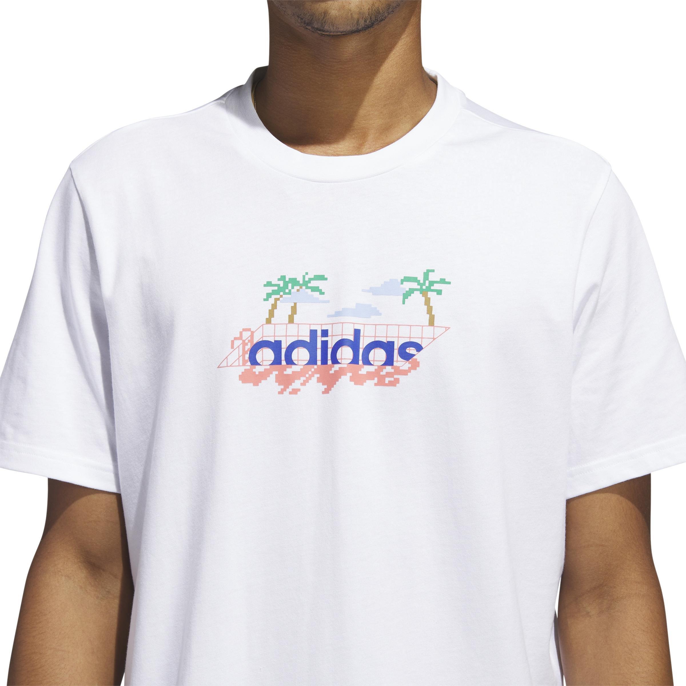 Linear Beach-Bit Short Sleeve Graphic T-Shirt, White, A901_ONE, large image number 4