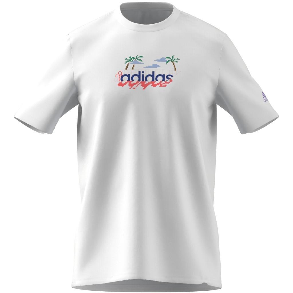 Linear Beach-Bit Short Sleeve Graphic T-Shirt, White, A901_ONE, large image number 8