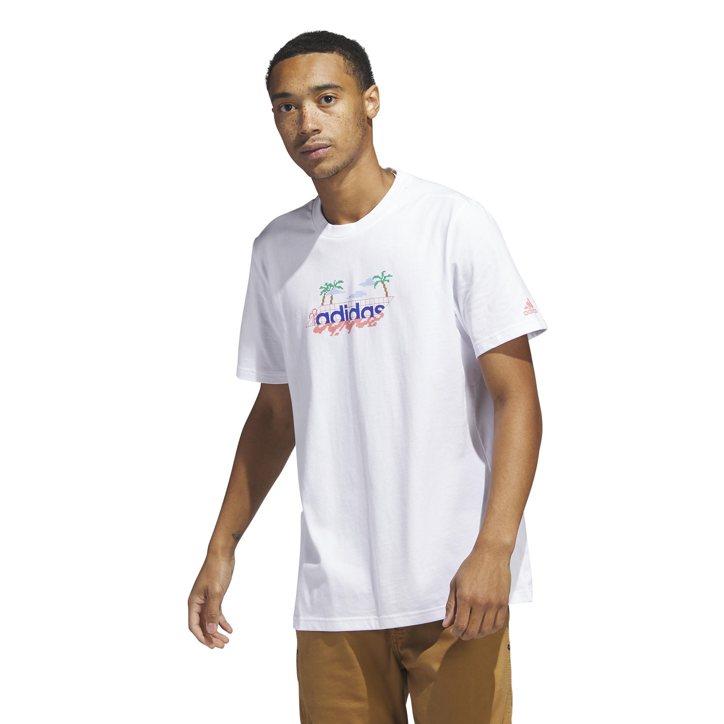 Linear Beach-Bit Short Sleeve Graphic T-Shirt, White, A901_ONE, large image number 11