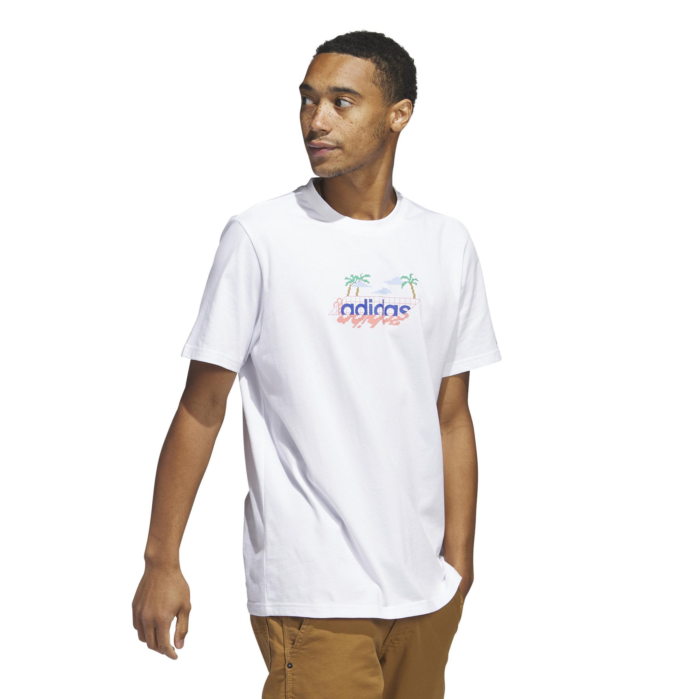 Linear Beach-Bit Short Sleeve Graphic T-Shirt, White, A901_ONE, large image number 12