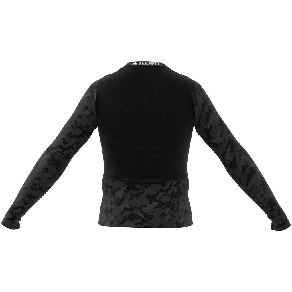Techfit Allover Print Training Long-Sleeve Top, Black, A901_ONE, large image number 2