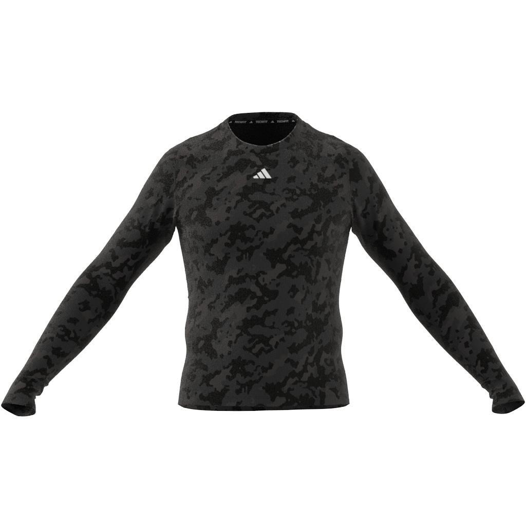 Techfit Allover Print Training Long-Sleeve Top, Black, A901_ONE, large image number 8