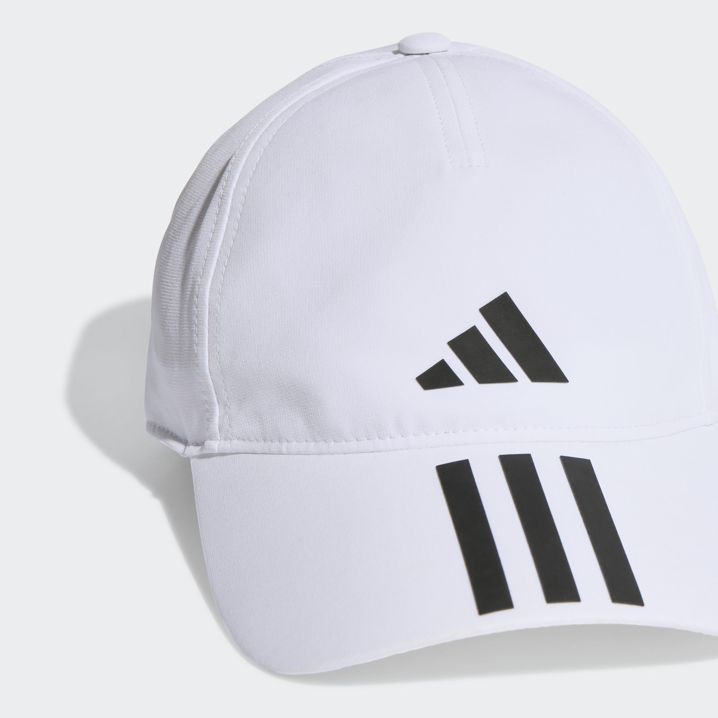 Unisex 3-Stripes AEROREADY Running Training Baseball Cap, White, A901_ONE, large image number 2