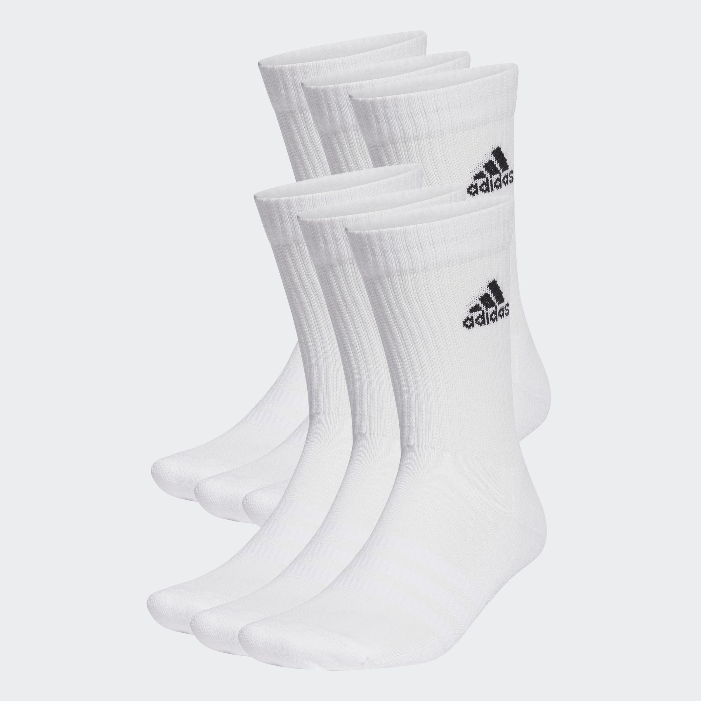 Unisex Cushioned Sportswear Crew Socks - 6 Pairs, White, A901_ONE, large image number 0