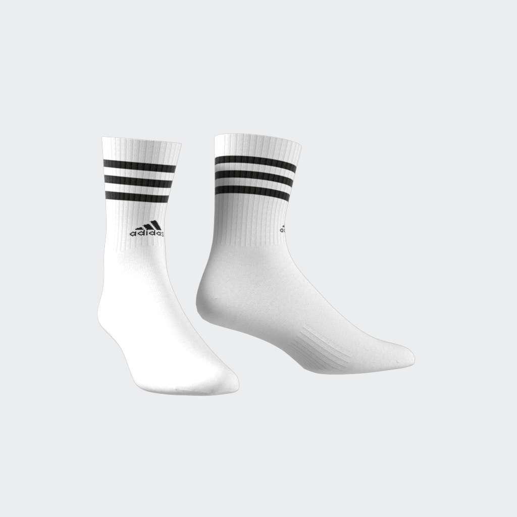 Unisex 3-Stripes Cushioned Sportswear Crew Socks, White, A901_ONE, large image number 1