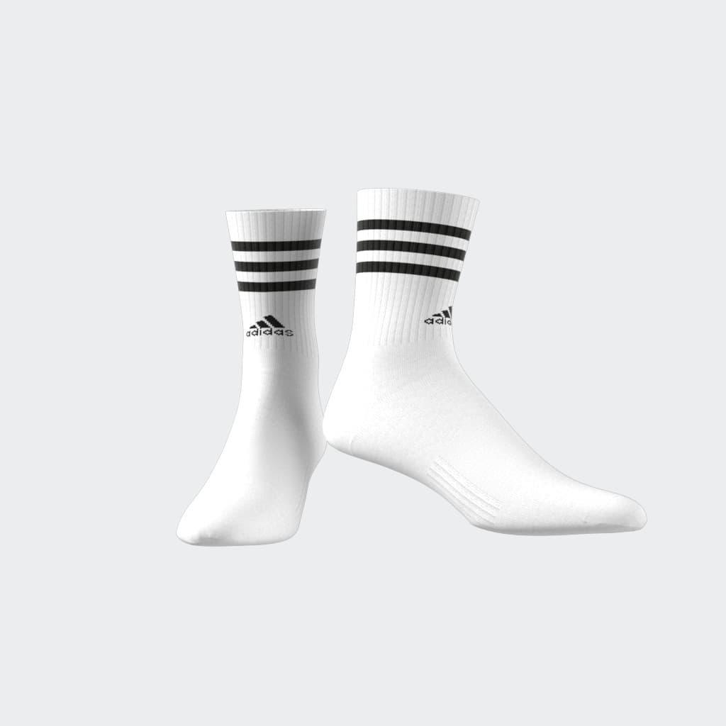 Unisex 3-Stripes Cushioned Sportswear Crew Socks, White, A901_ONE, large image number 2