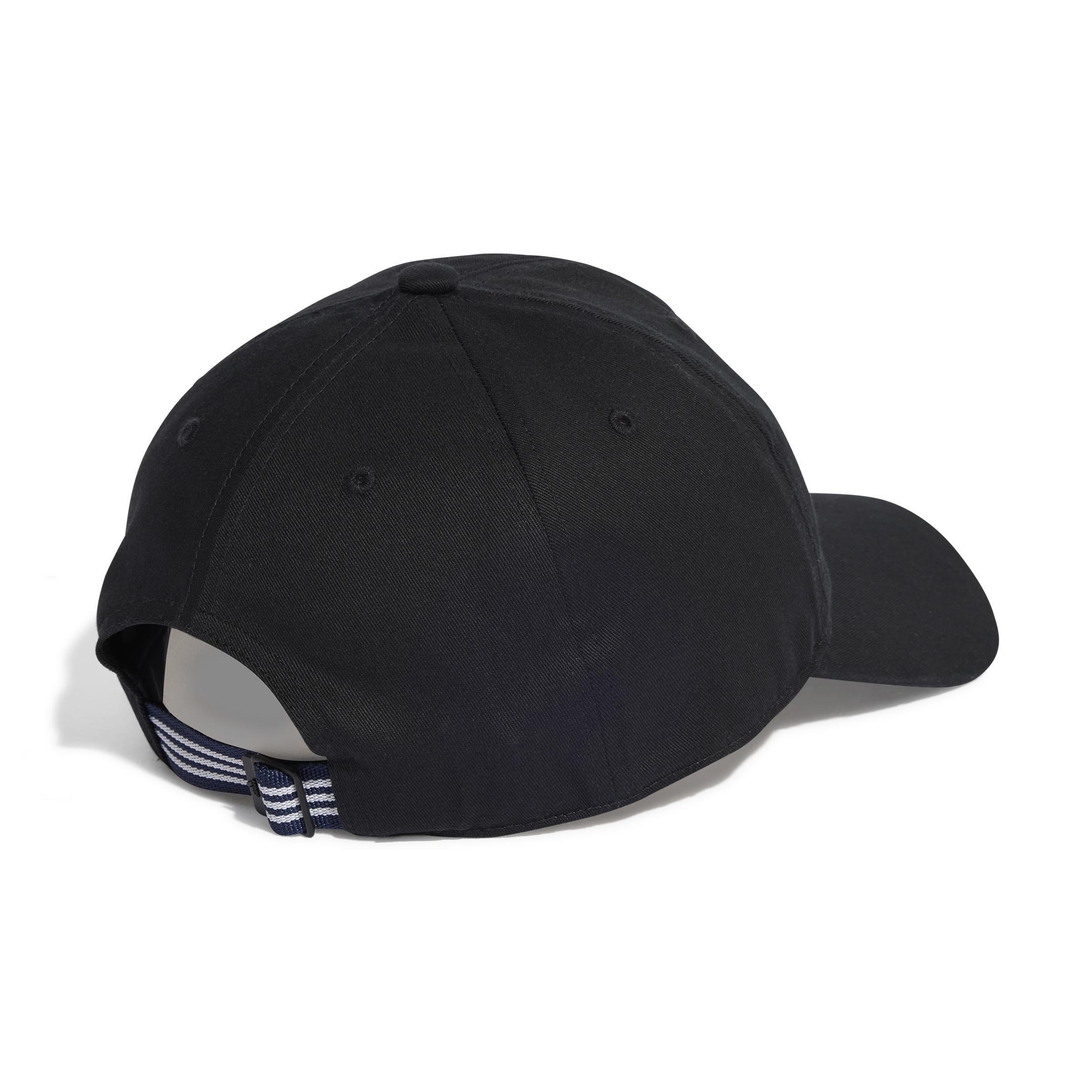 Unisex 3-Stripes Baseball Cap, Black, A901_ONE, large image number 1