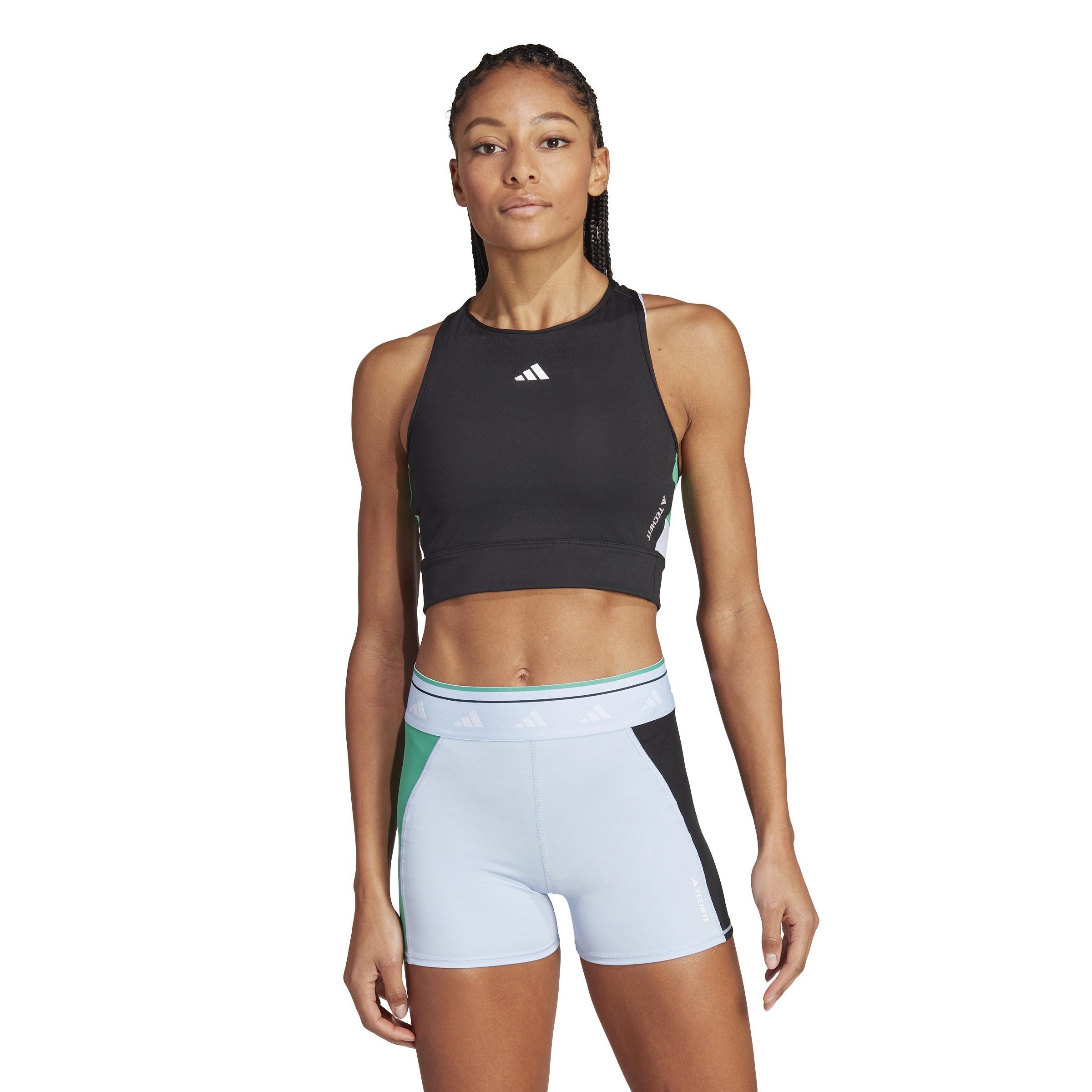 Techfit Colorblock Cropped Training Tank Top, Black, A901_ONE, large image number 11