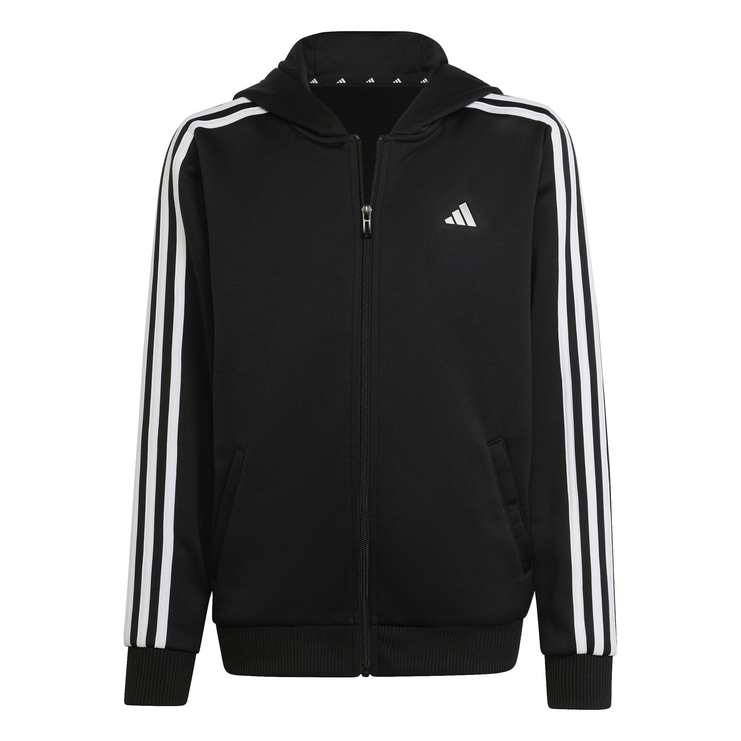 Kids 3-Stripes Regular-Fit Full-Zip Hoodie, Black, A901_ONE, large image number 0