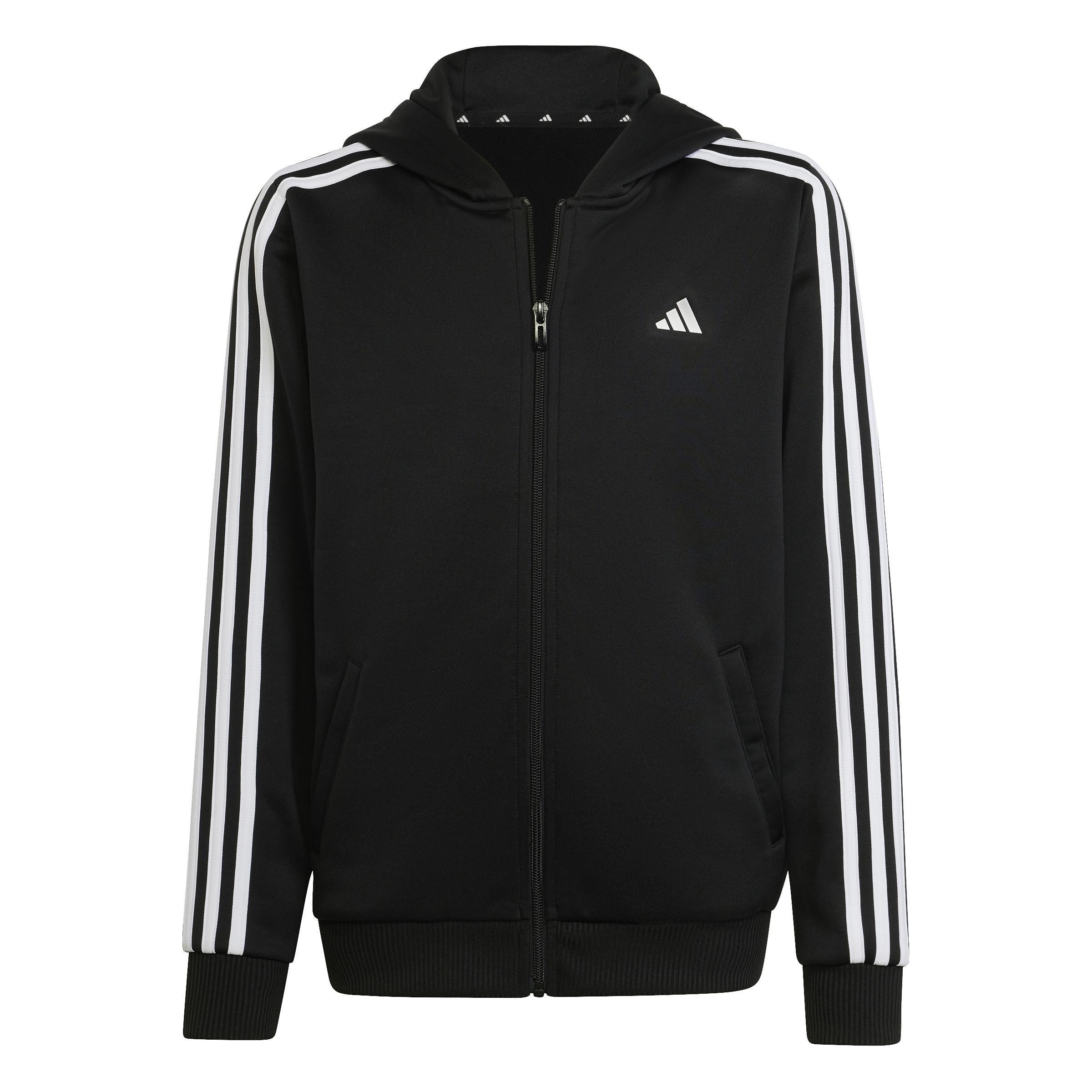 Kids 3-Stripes Regular-Fit Full-Zip Hoodie, Black, A901_ONE, large image number 1