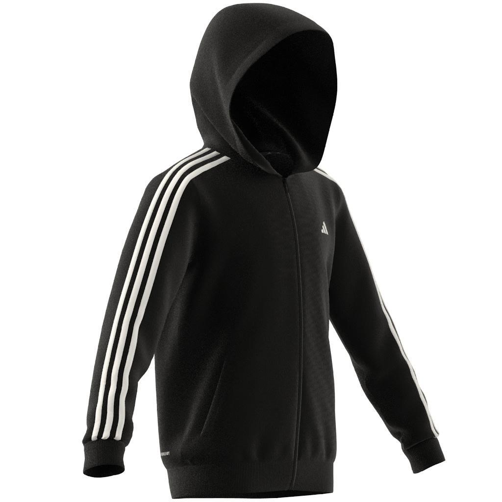 Kids 3-Stripes Regular-Fit Full-Zip Hoodie, Black, A901_ONE, large image number 8