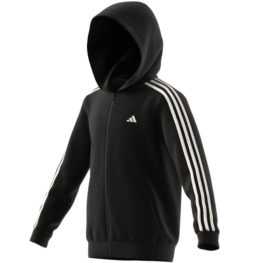 Kids 3-Stripes Regular-Fit Full-Zip Hoodie, Black, A901_ONE, large image number 10