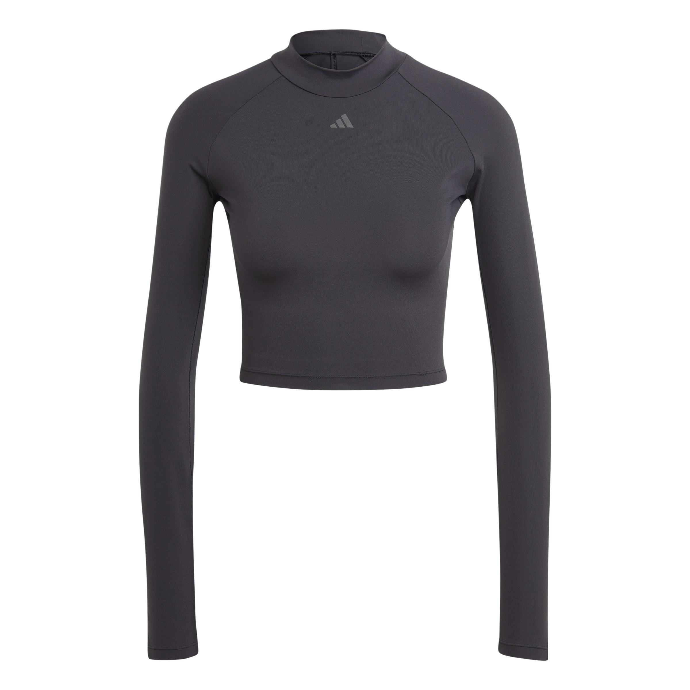 Long-Sleeve Top Crop Top, Black, , large image number 0