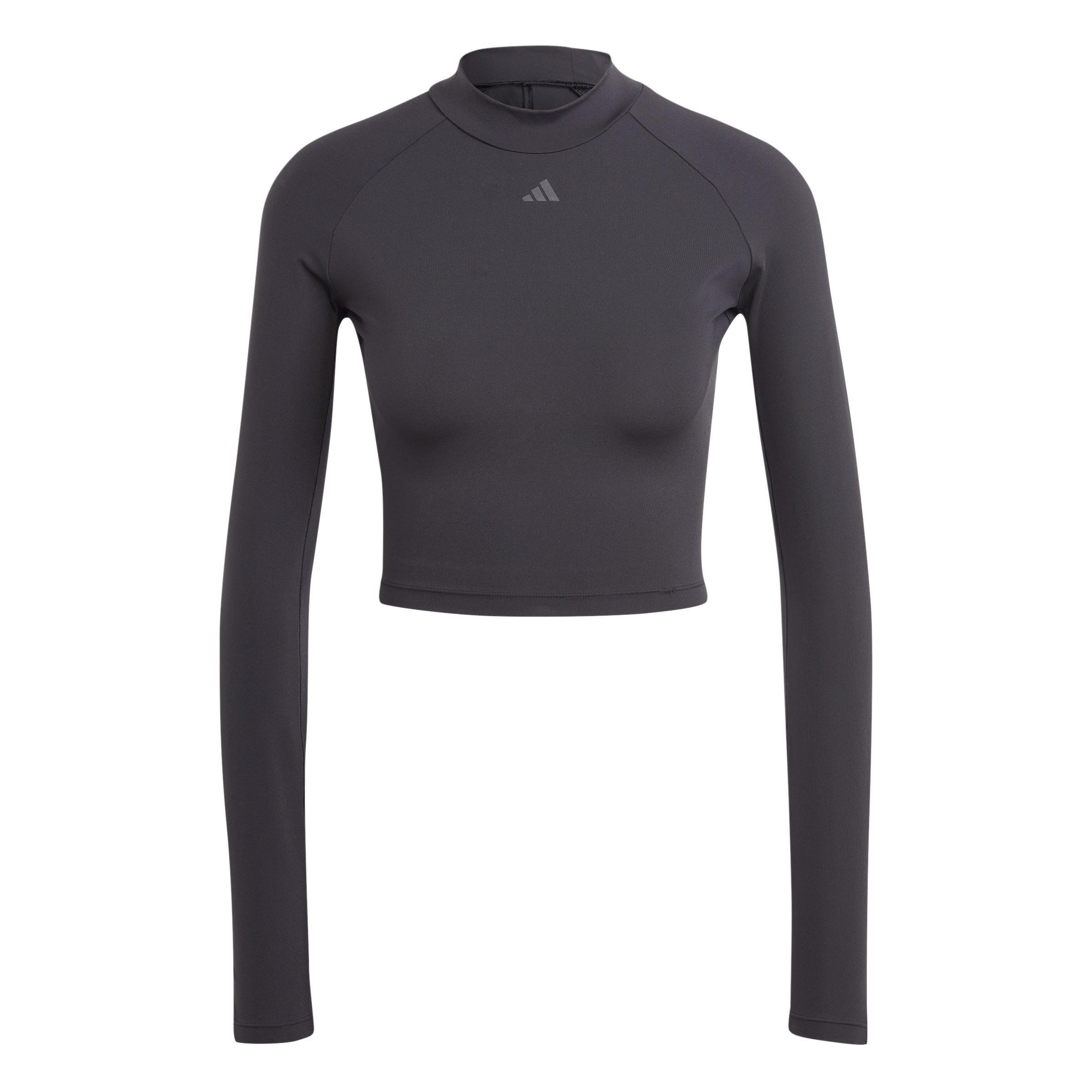 Long-Sleeve Top Crop Top, Black, , large image number 2