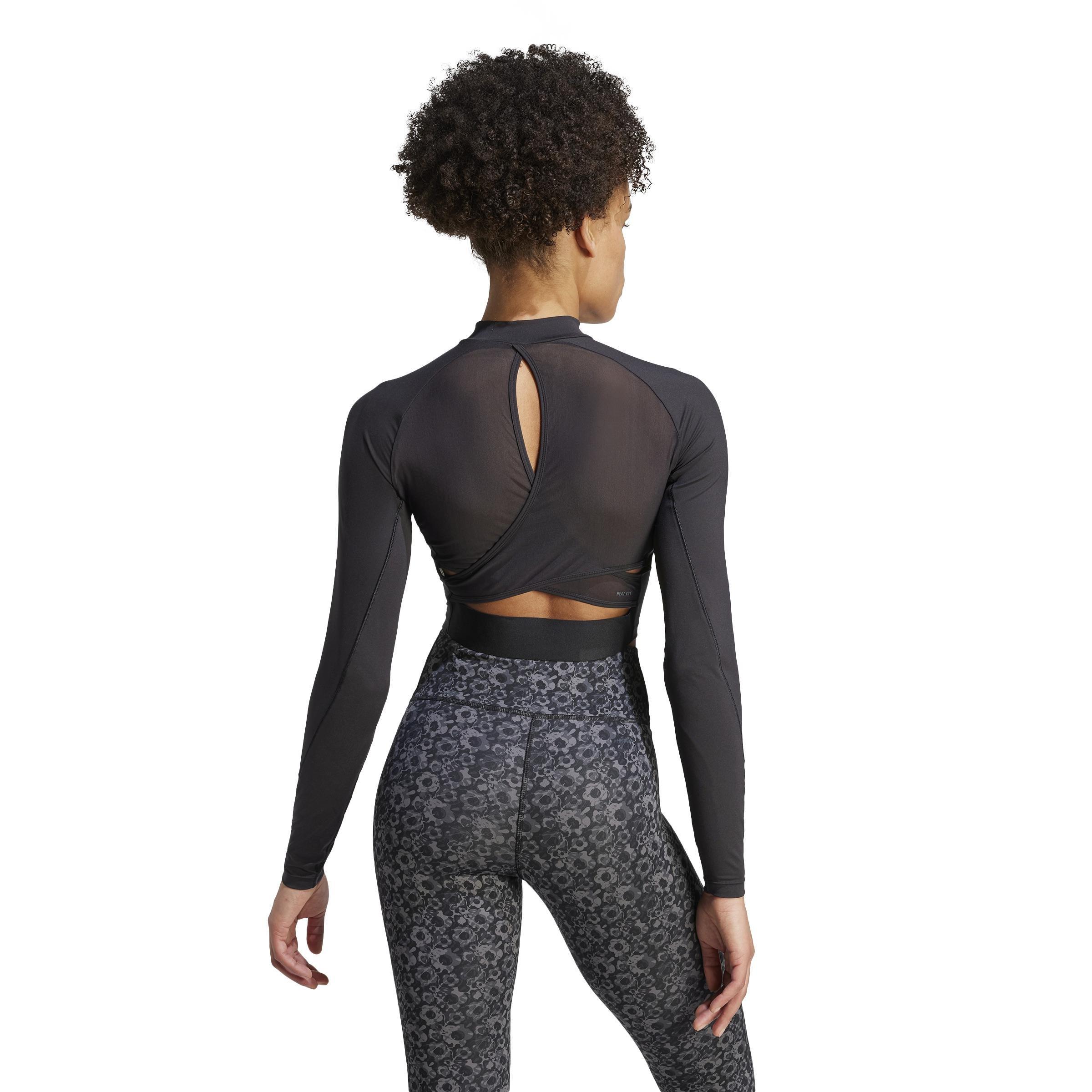 Long-Sleeve Top Crop Top, Black, , large image number 3