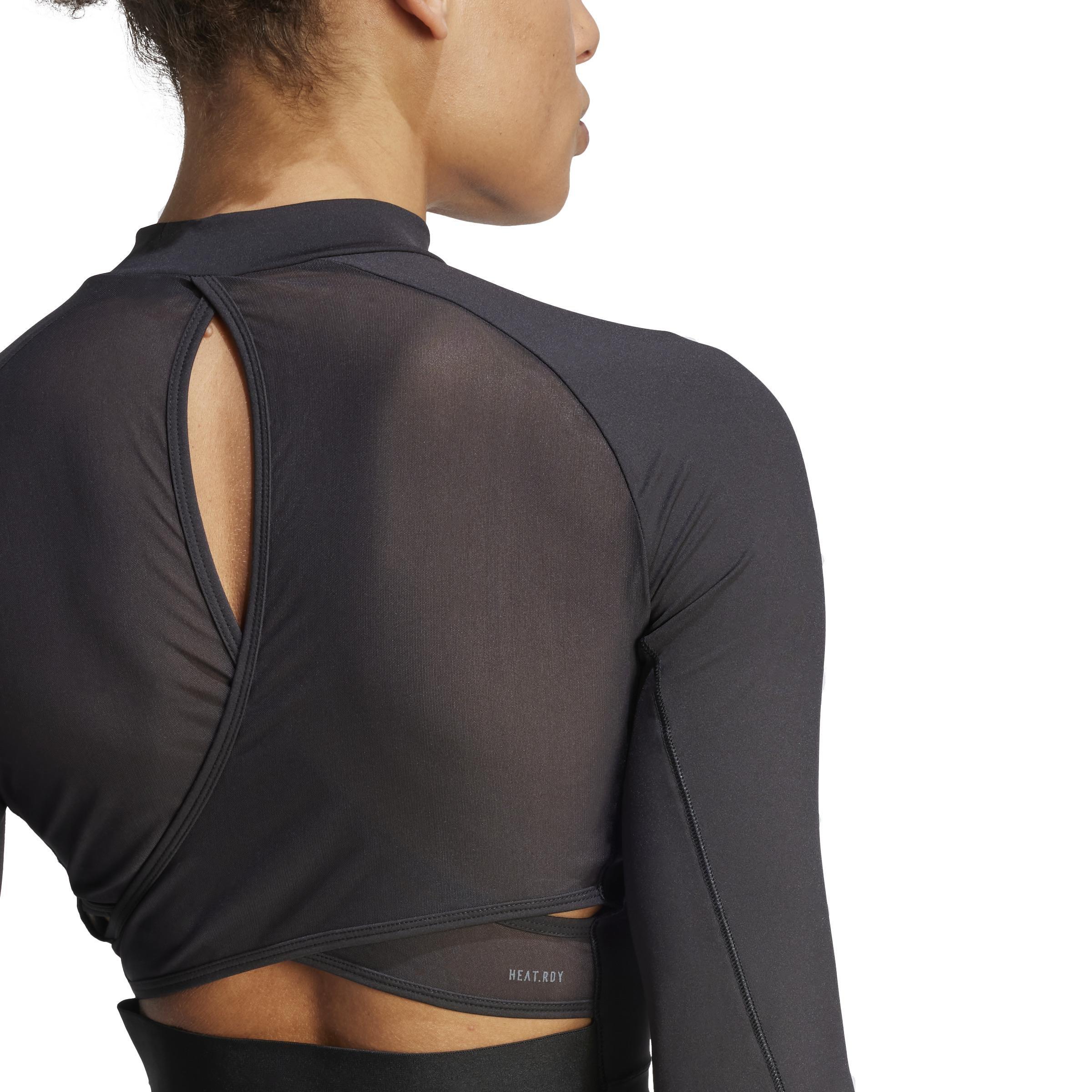 Long-Sleeve Top Crop Top, Black, , large image number 6