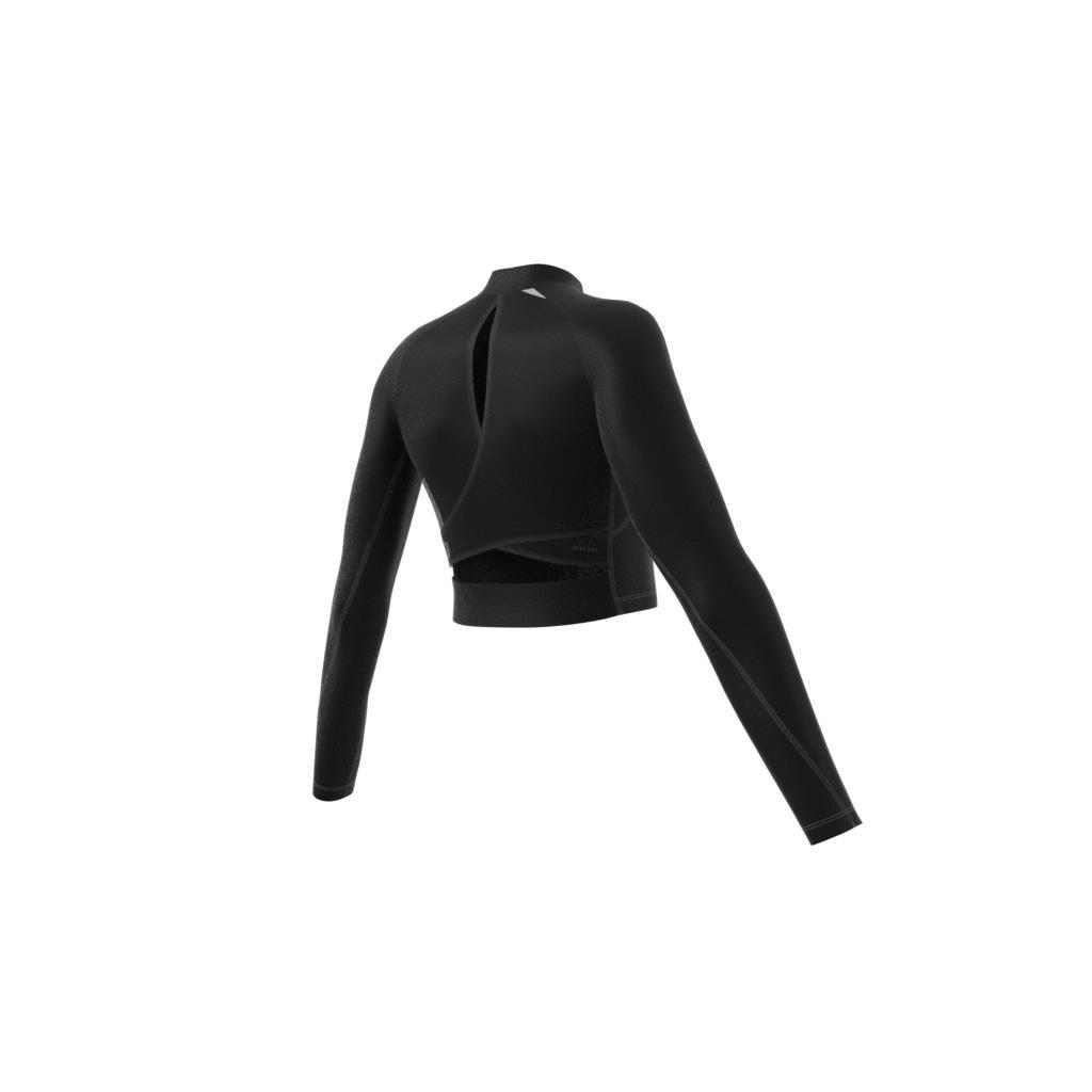 Long-Sleeve Top Crop Top, Black, , large image number 9
