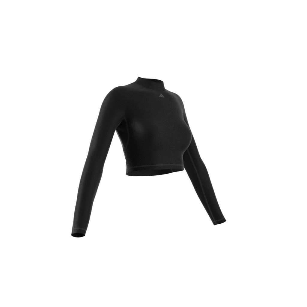 Long-Sleeve Top Crop Top, Black, , large image number 11