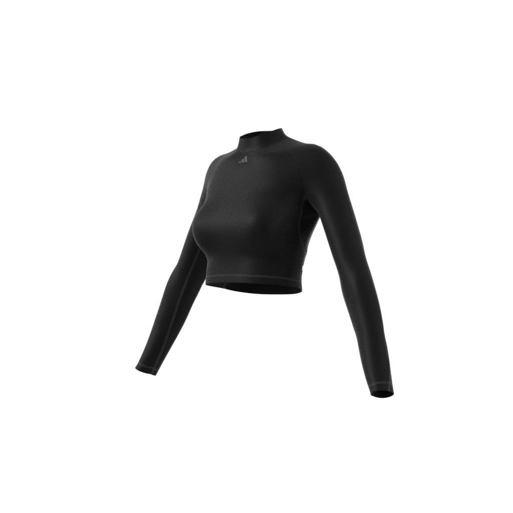Long-Sleeve Top Crop Top, Black, , large image number 12